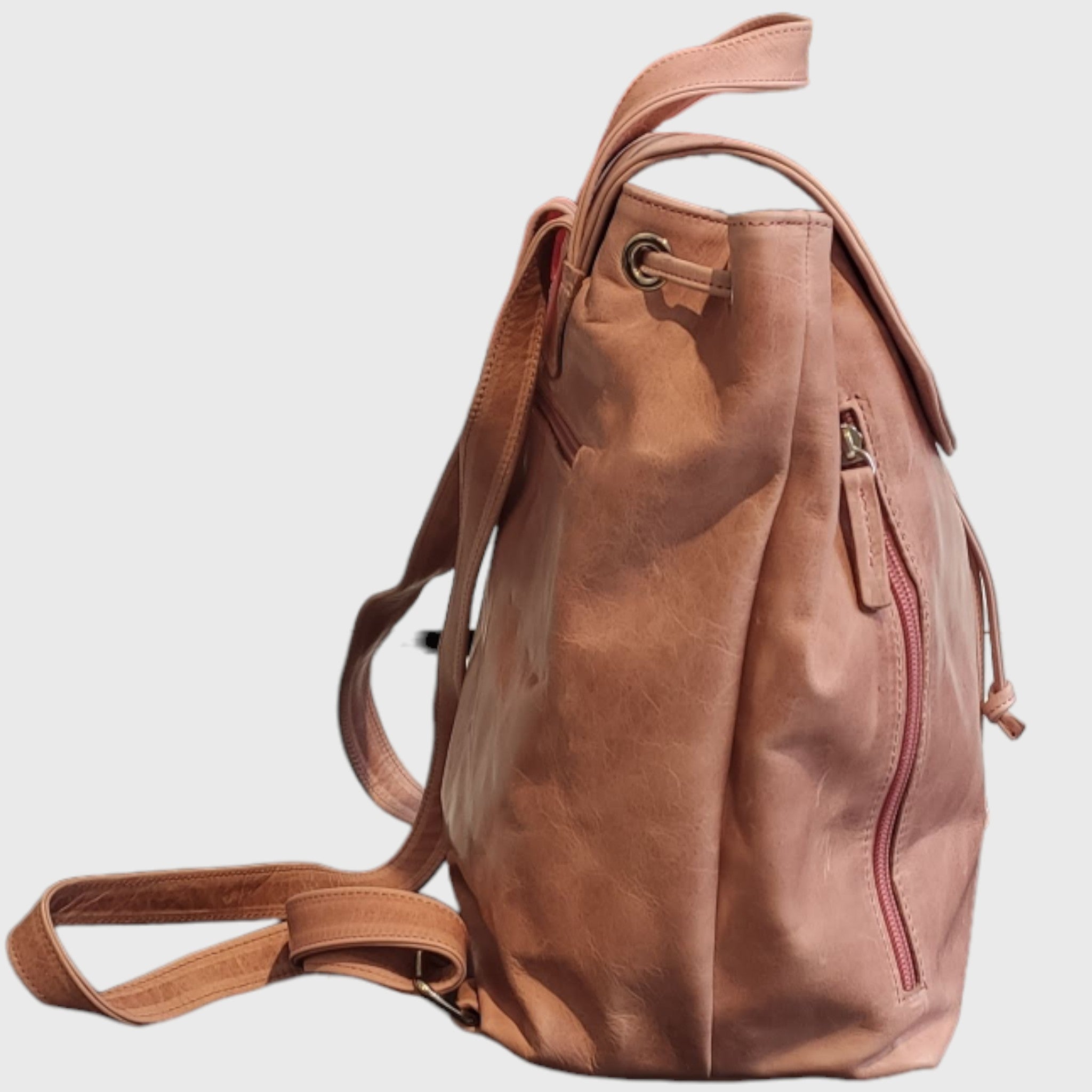 Pelletteria Pelle Nuda Milano, Artigianato italiano, Zaino donna, pelle vera, Borsa donna, Zaino Tappo rosa