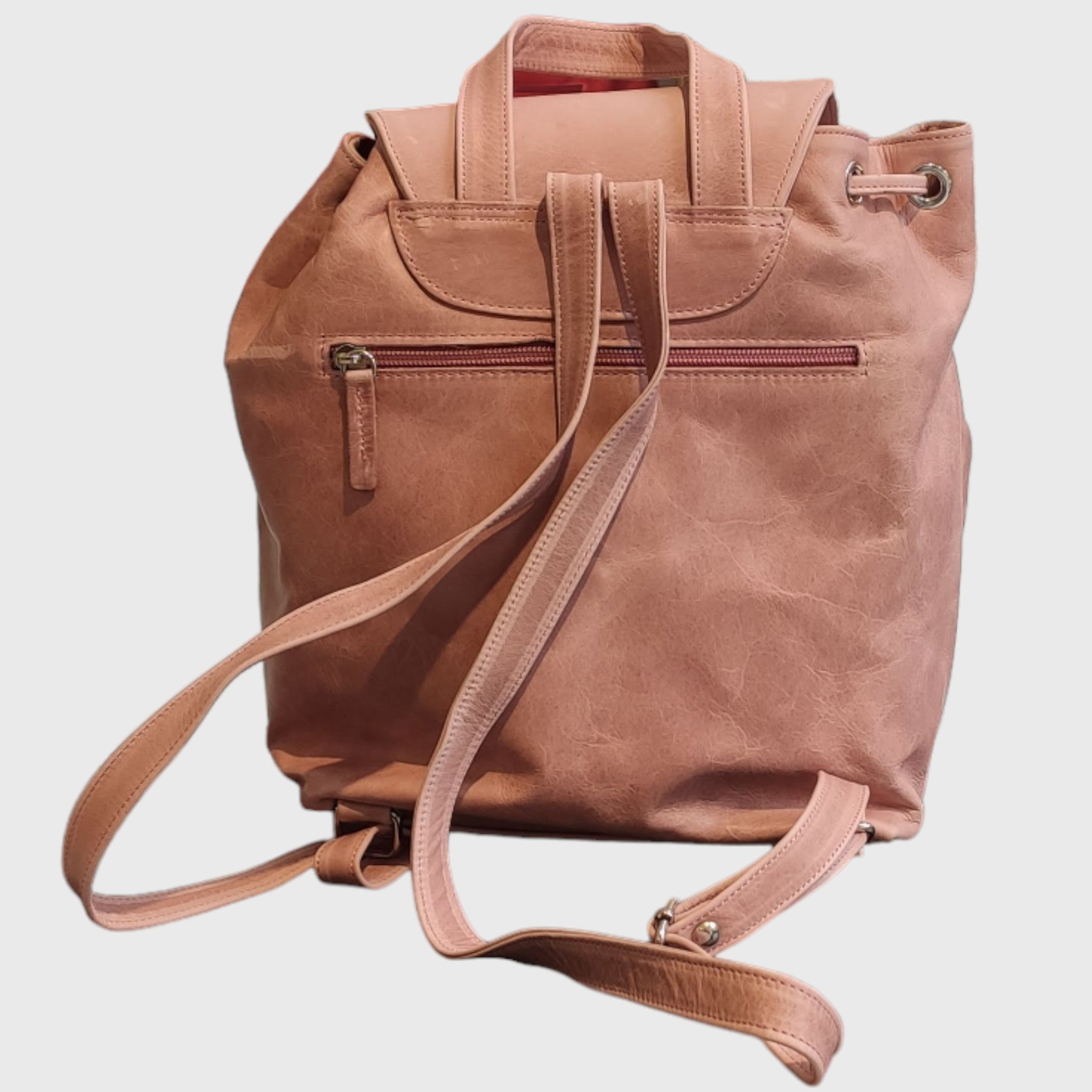 Pelletteria Pelle Nuda Milano, Artigianato italiano, Zaino donna, pelle vera, Borsa donna, Zaino Tappo rosa