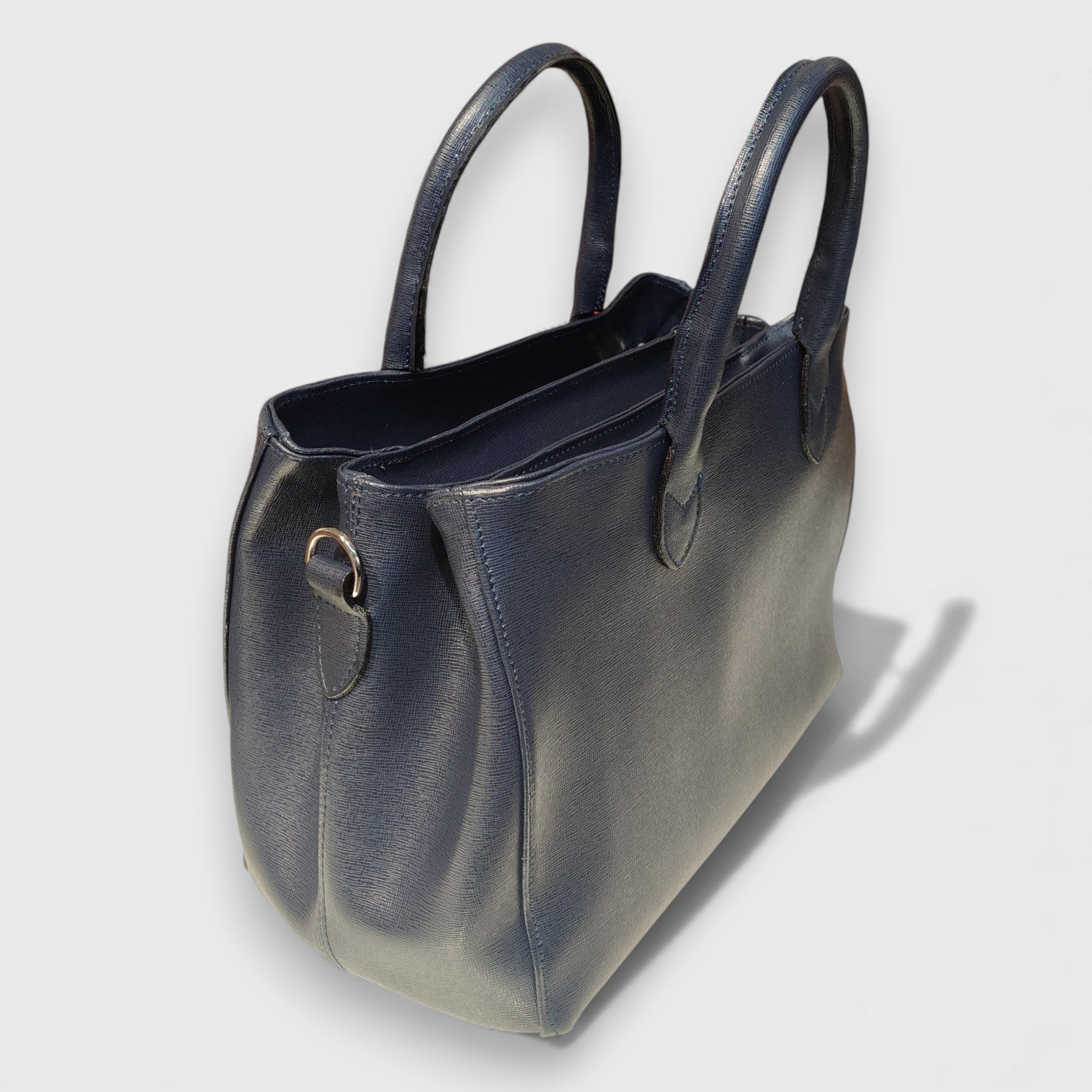 Pelletteria Pelle Nuda Milano, Artigianato italiano, vera pelle, negozio borse donna, 3 zip blu