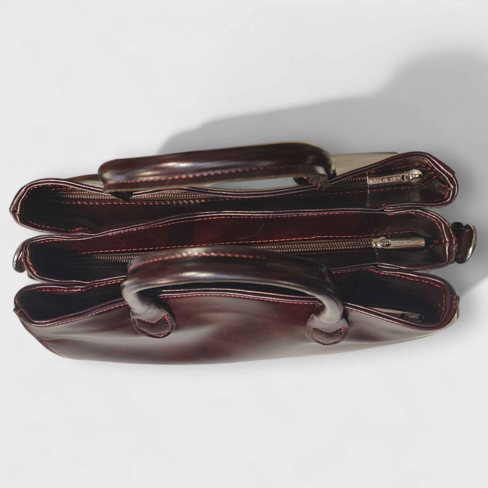 Pelletteria Pelle Nuda Milano, Artigianato italiano, Vera pelle, Negozio borse donna, 3 zip bordeaux