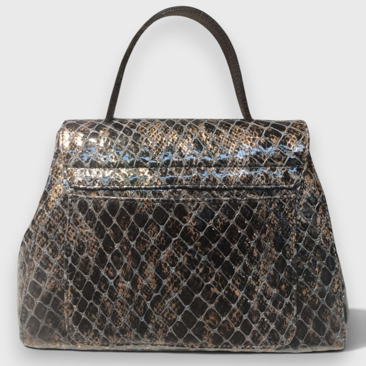 Pelletteria Pelle Nuda Milano, vera pelle italiana, Negozio borse donna, Amor marrone-bronzo lucido