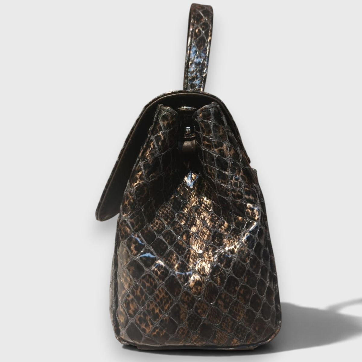 Pelletteria Pelle Nuda Milano, vera pelle italiana, Negozio borse donna, Amor marrone-bronzo lucido