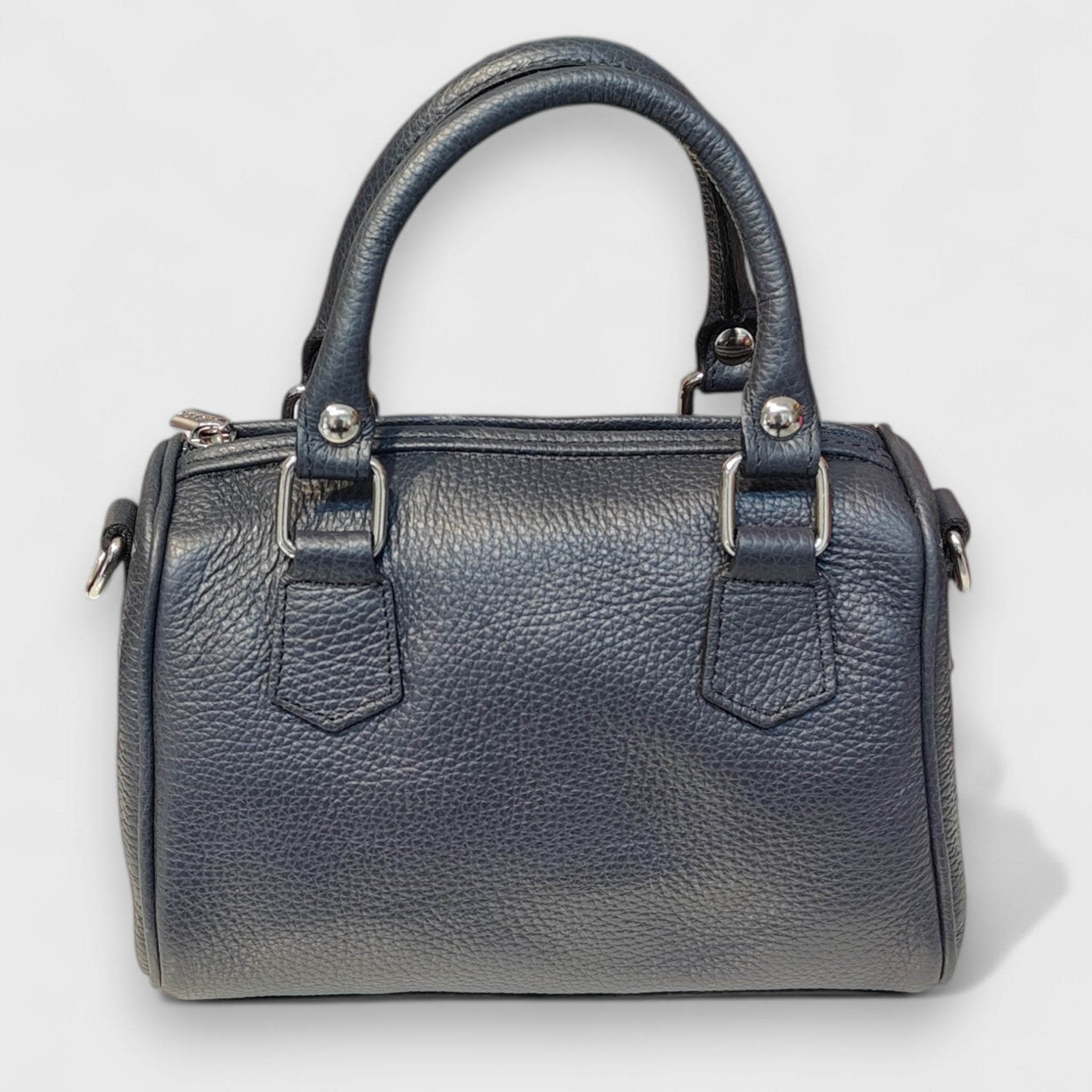 Pelletteria Pelle Nuda Milano, Artigianato Italiano, Vera Pelle, Negozio borse donna, Bauletto mini blu