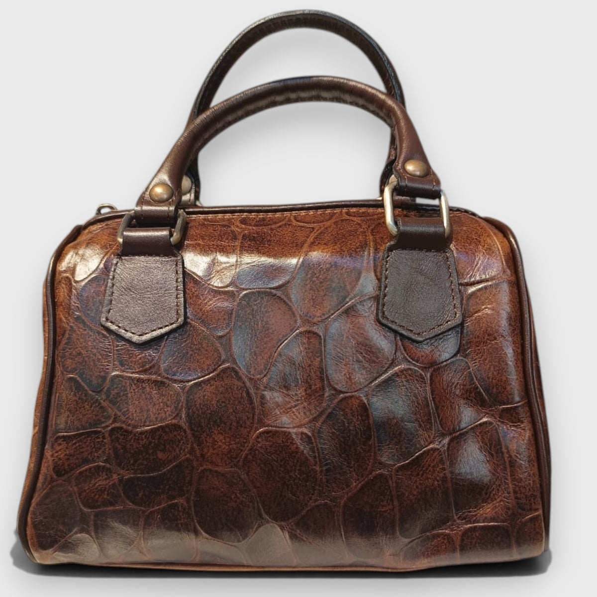 Pelletteria Pelle Nuda Milano, Vera pelle Italiana, Negozio borse donna, Bauletto mini marrone cocco