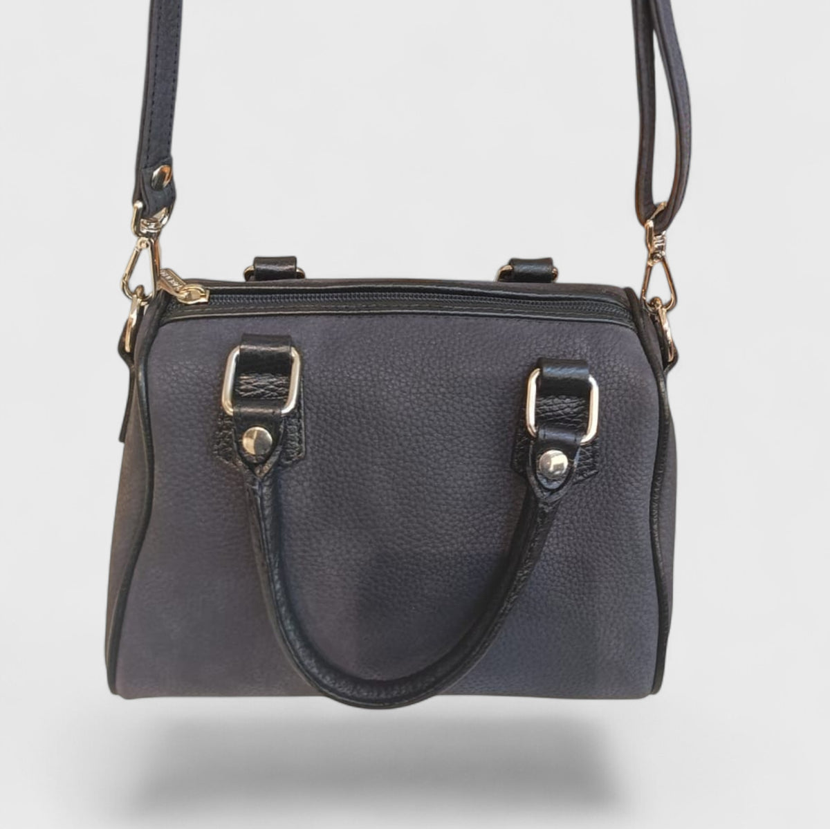 Pelletteria Pelle Nuda Milano, vera pelle italiana, Negozio borse donna, Bauletto mini nabuk blu