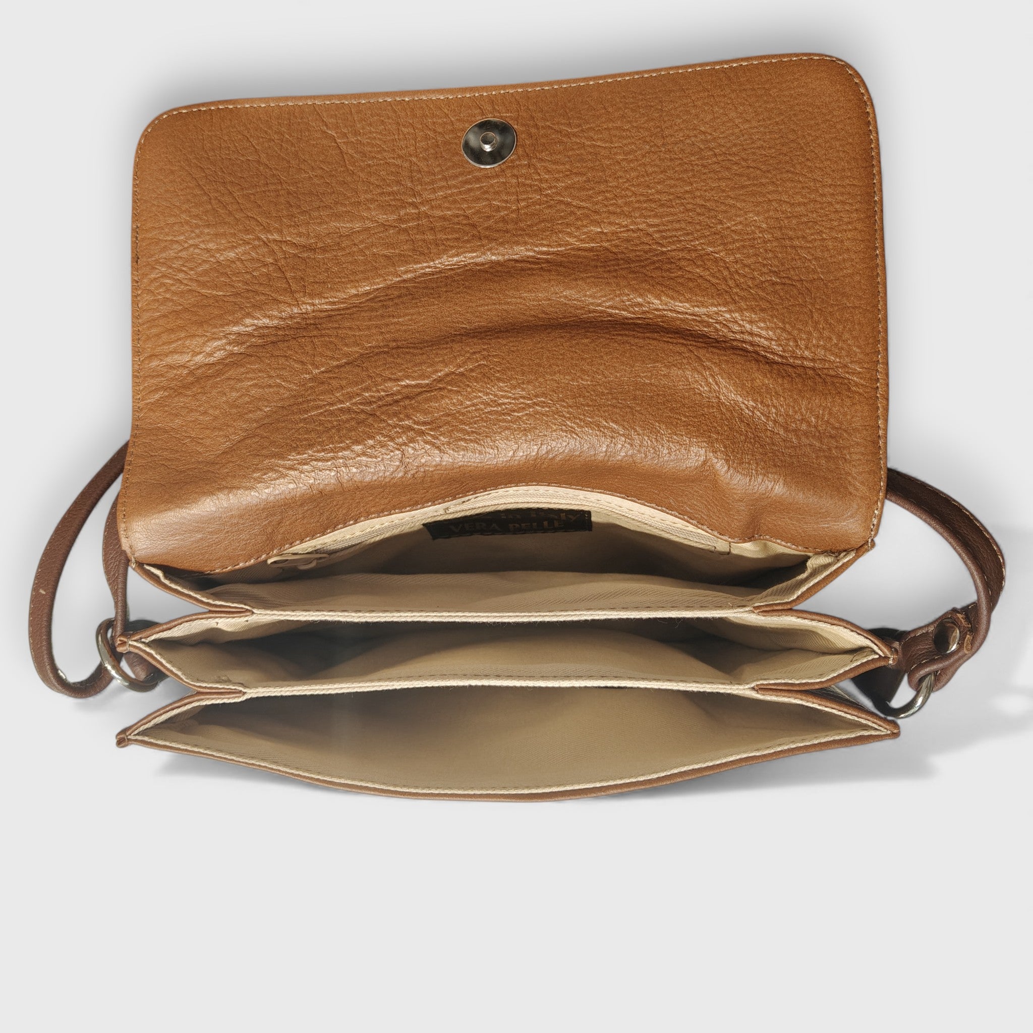 Pelletteria Pelle Nuda Milano, Artigianato Italiano, Vera pelle, Negozio borse donna, Big Tre soffietti marrone