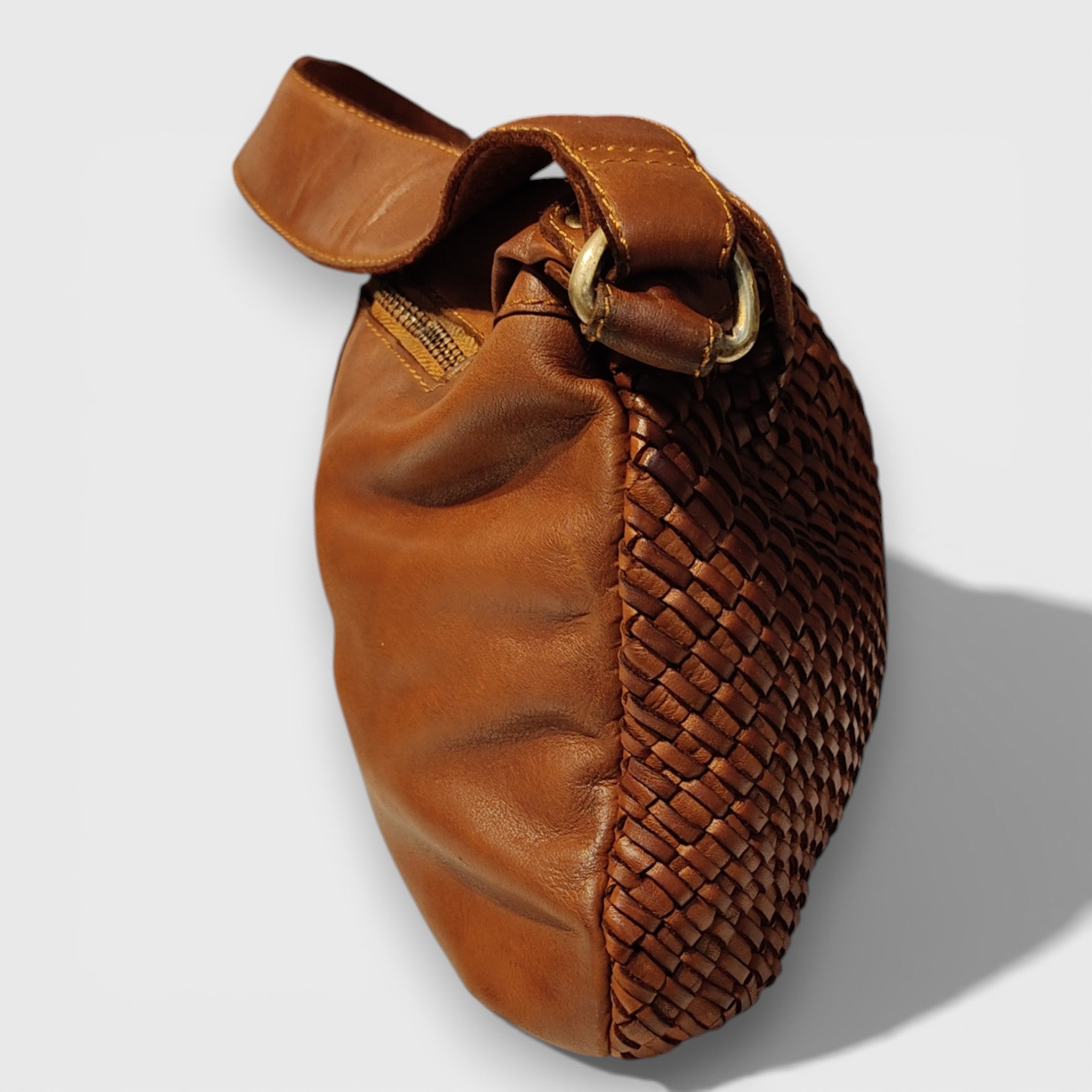 Pelletteria Pelle Nuda Milano, Artigianato Italiano, Vera Pelle, Negozio borse donna, Big Intrecciata marrone