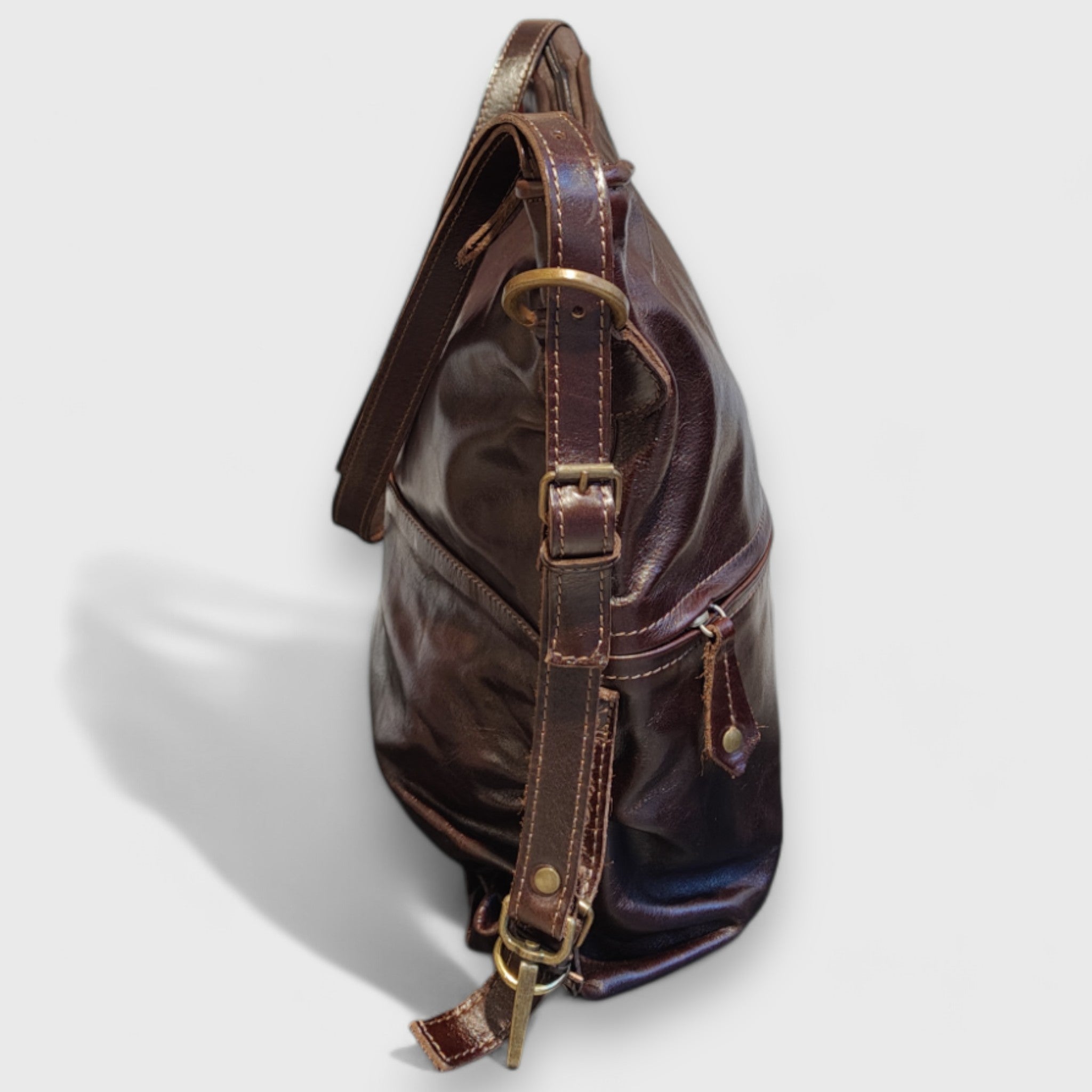 Pelletteria Pelle Nuda Milano, Artigiananto italiano, Vera pelle, Borsa donna, Borsa zaino marrone