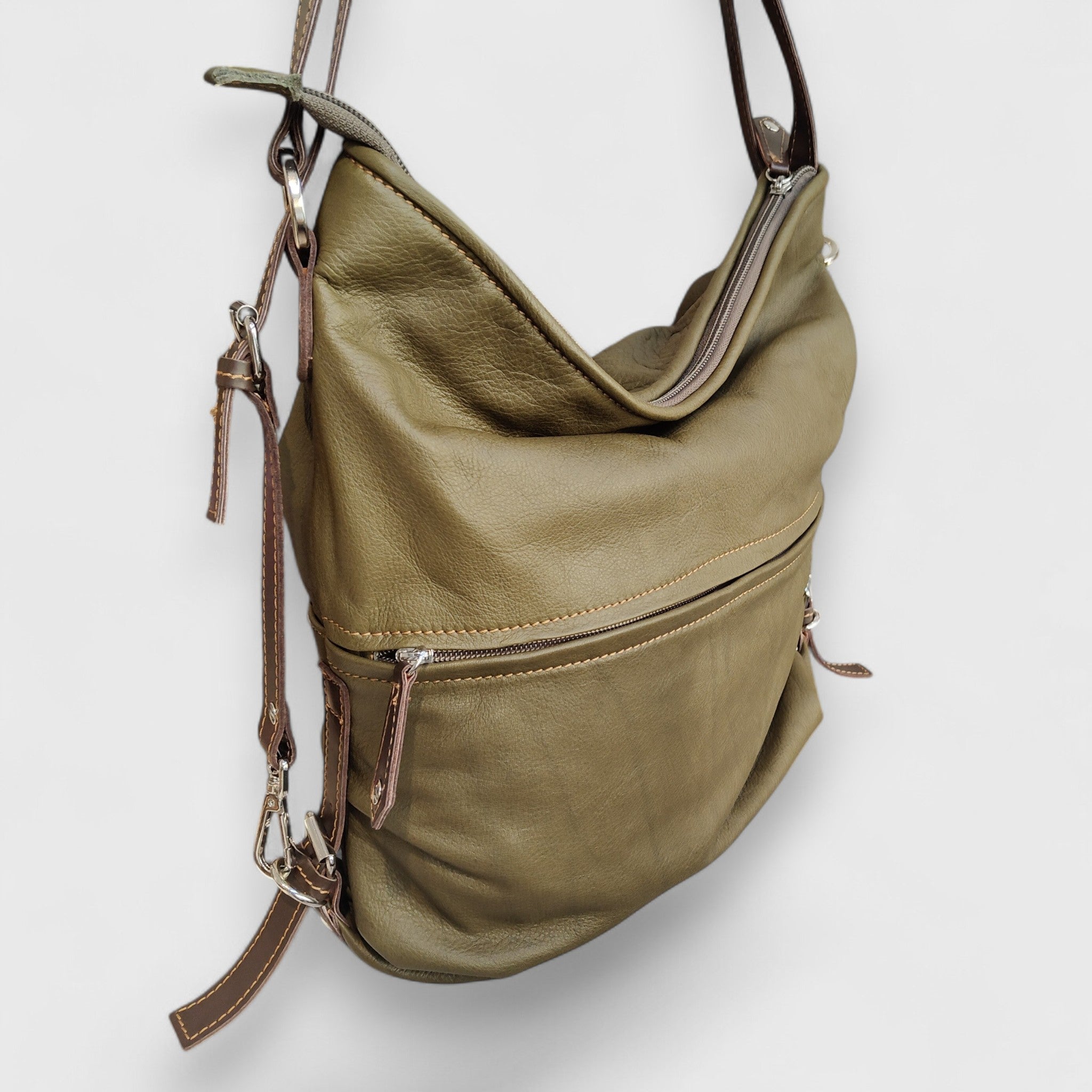 Pelletteria Pelle Nuda Milano, Borse italiane, Vera pelle, Negozio borse donna, Borsa zaino verde