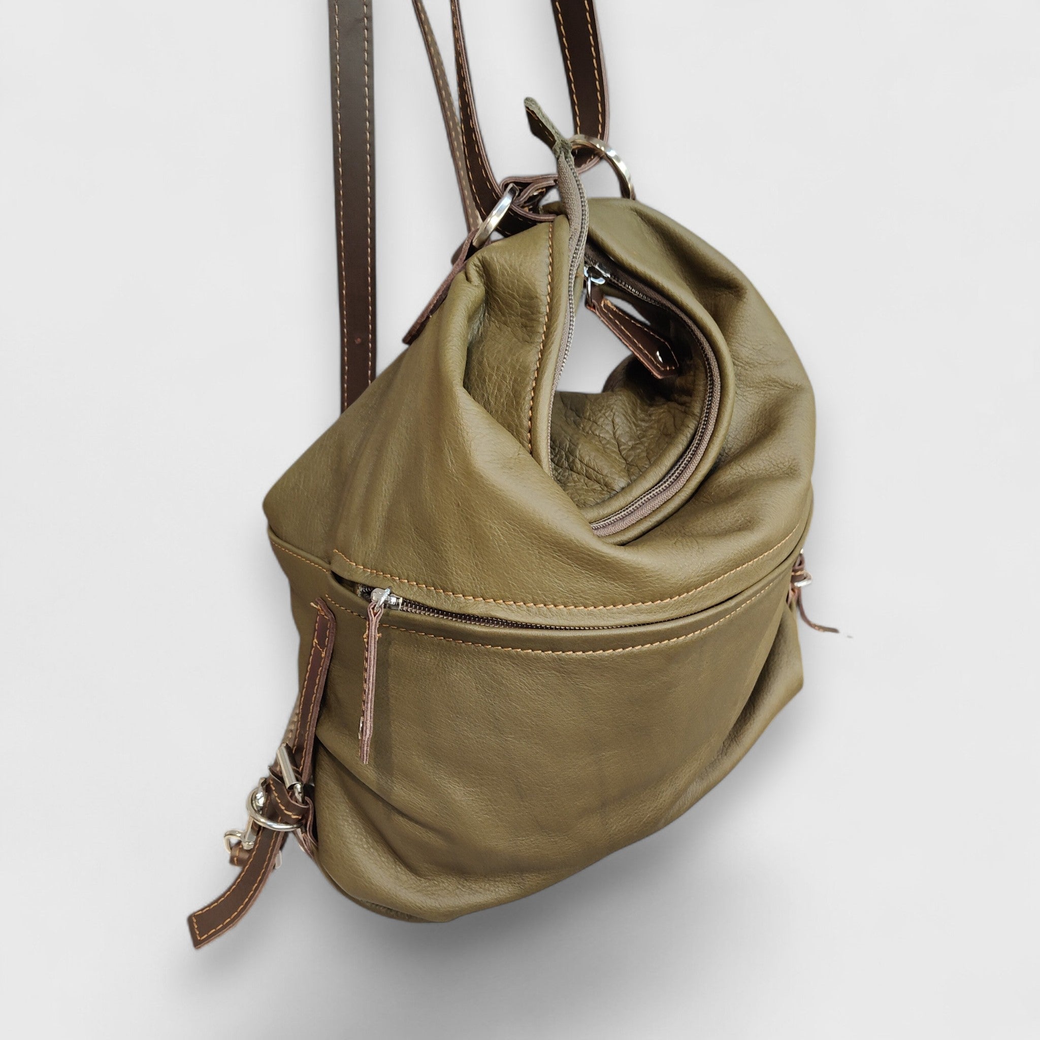 Pelletteria Pelle Nuda Milano, Borse italiane, Vera pelle, Negozio borse donna, Borsa zaino verde