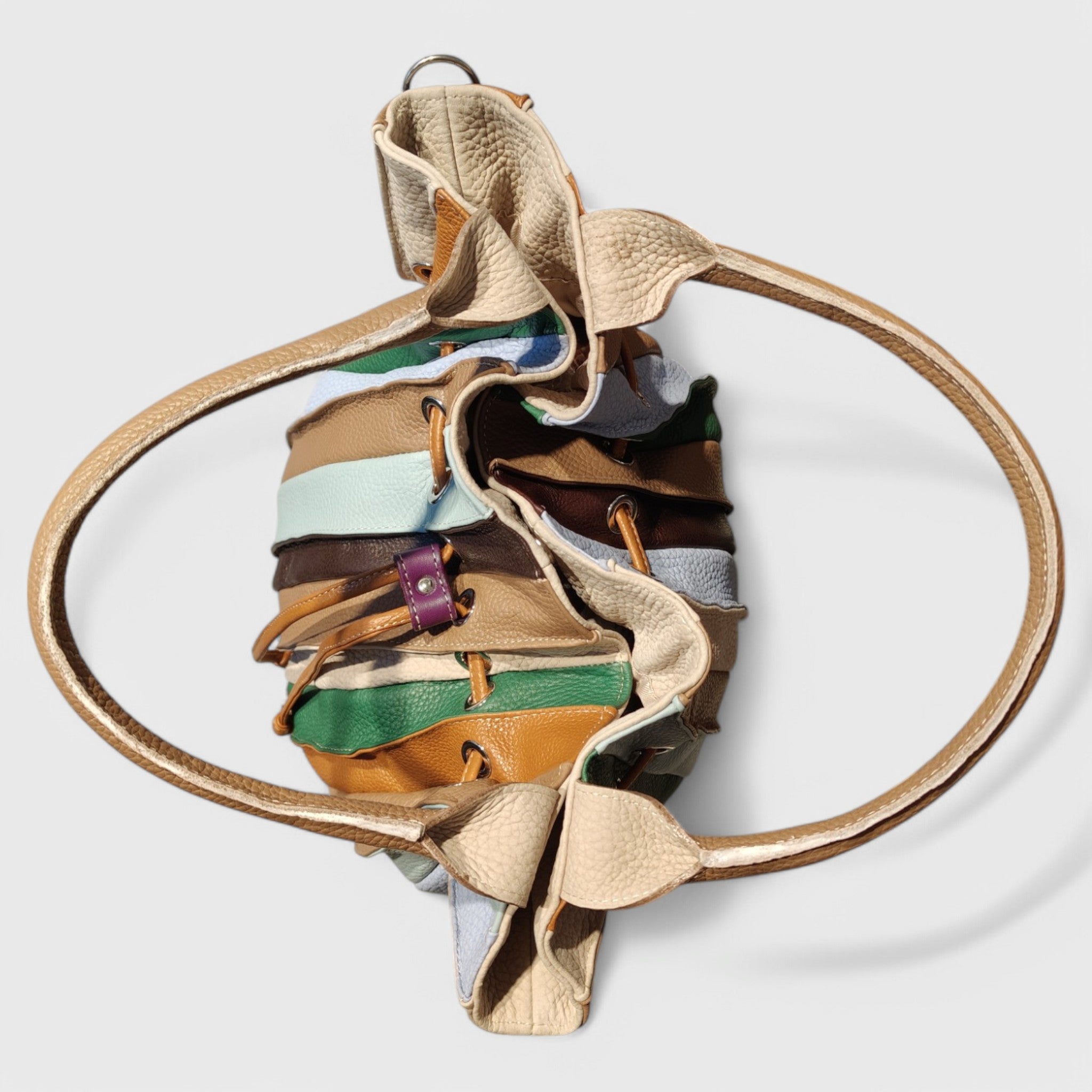 Pelletteria Pelle Nuda Milano, Artigianato Italiano, Negozio borse donna, vera pelle, Caramella multicolore