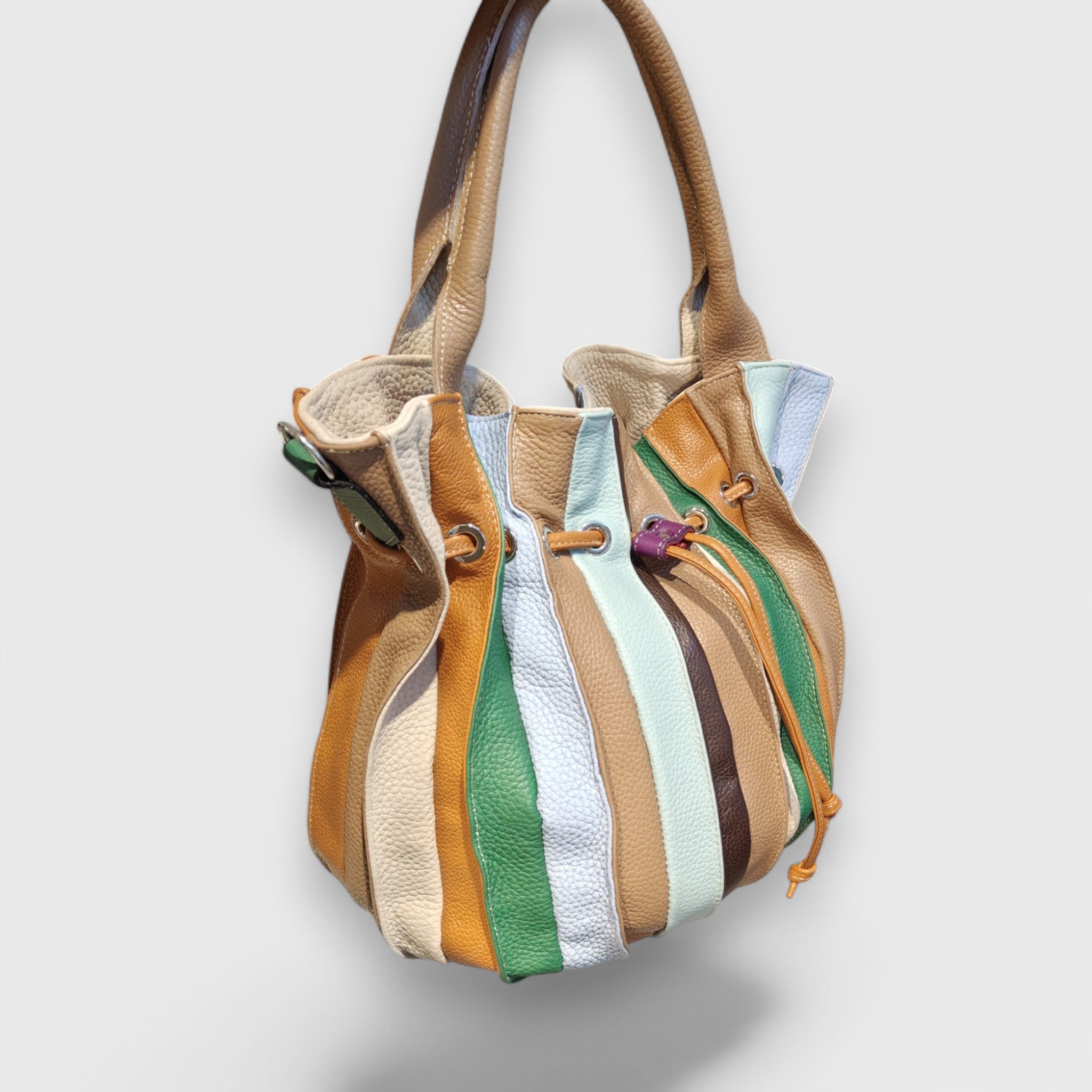 Pelletteria Pelle Nuda Milano, Artigianato Italiano, Negozio borse donna, vera pelle, Caramella multicolore