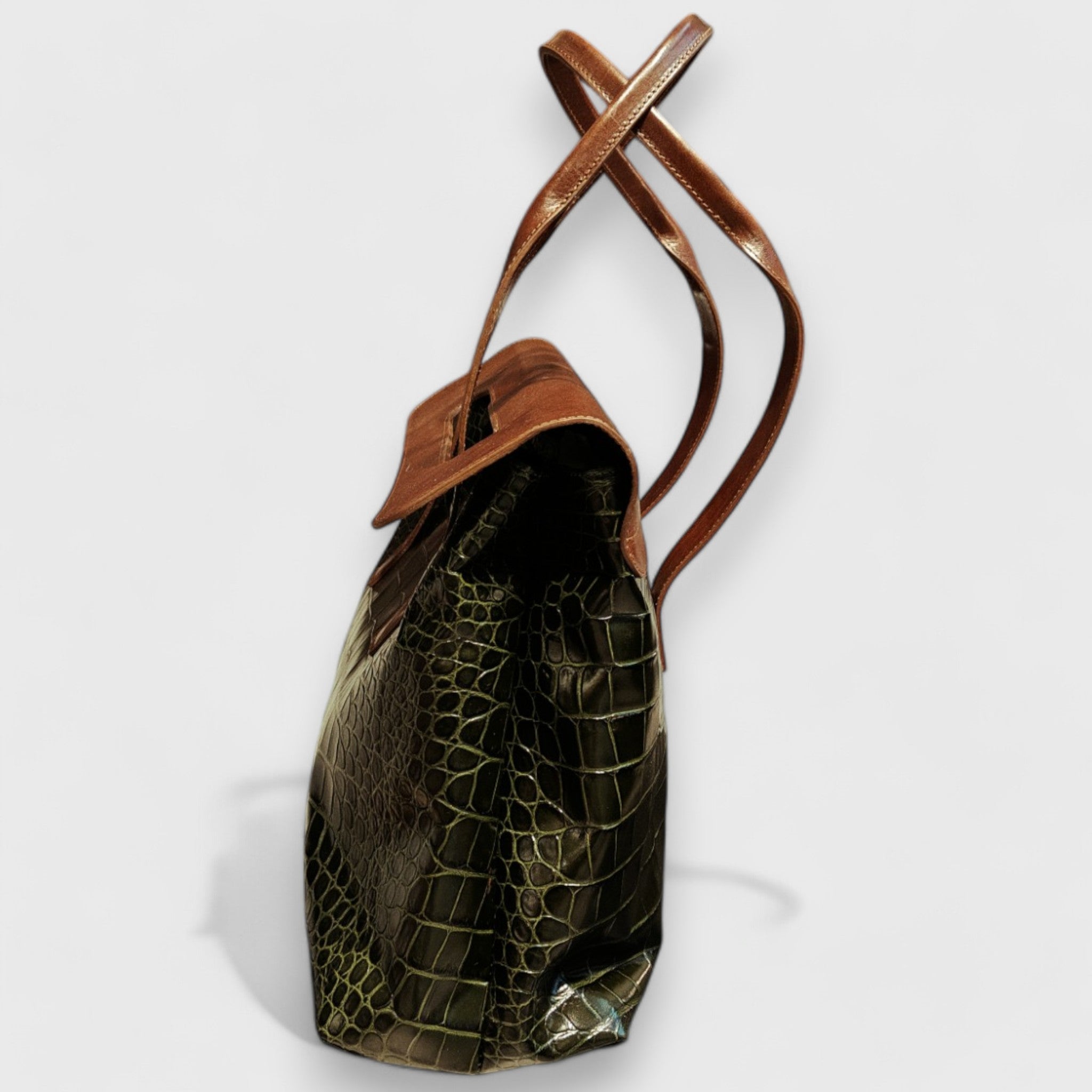 Pelletteria Pelle Nuda Milano, Artigianato Italiano, vera pelle, Borsa donna, Chiara grande verde