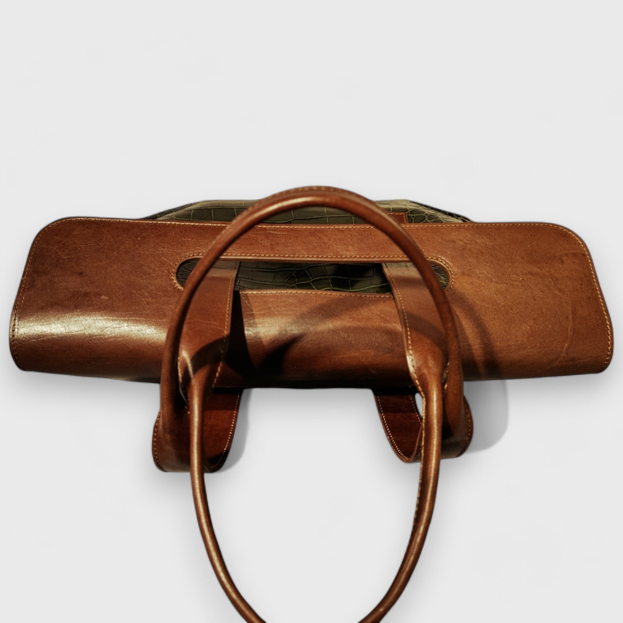 Pelletteria Pelle Nuda Milano, Artigianato Italiano, vera pelle, Borsa donna, Chiara grande verde