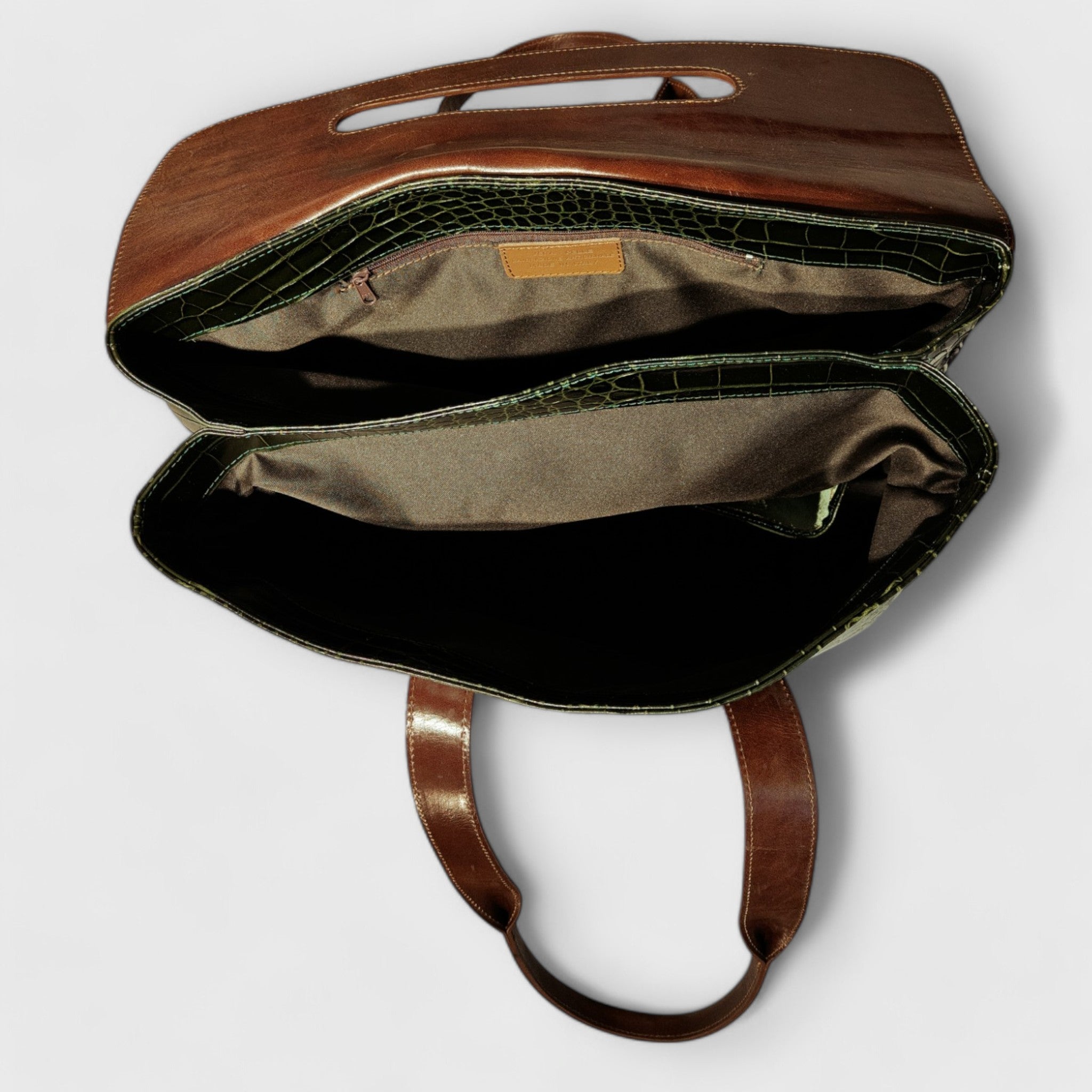 Pelletteria Pelle Nuda Milano, Artigianato Italiano, vera pelle, Borsa donna, Chiara grande verde