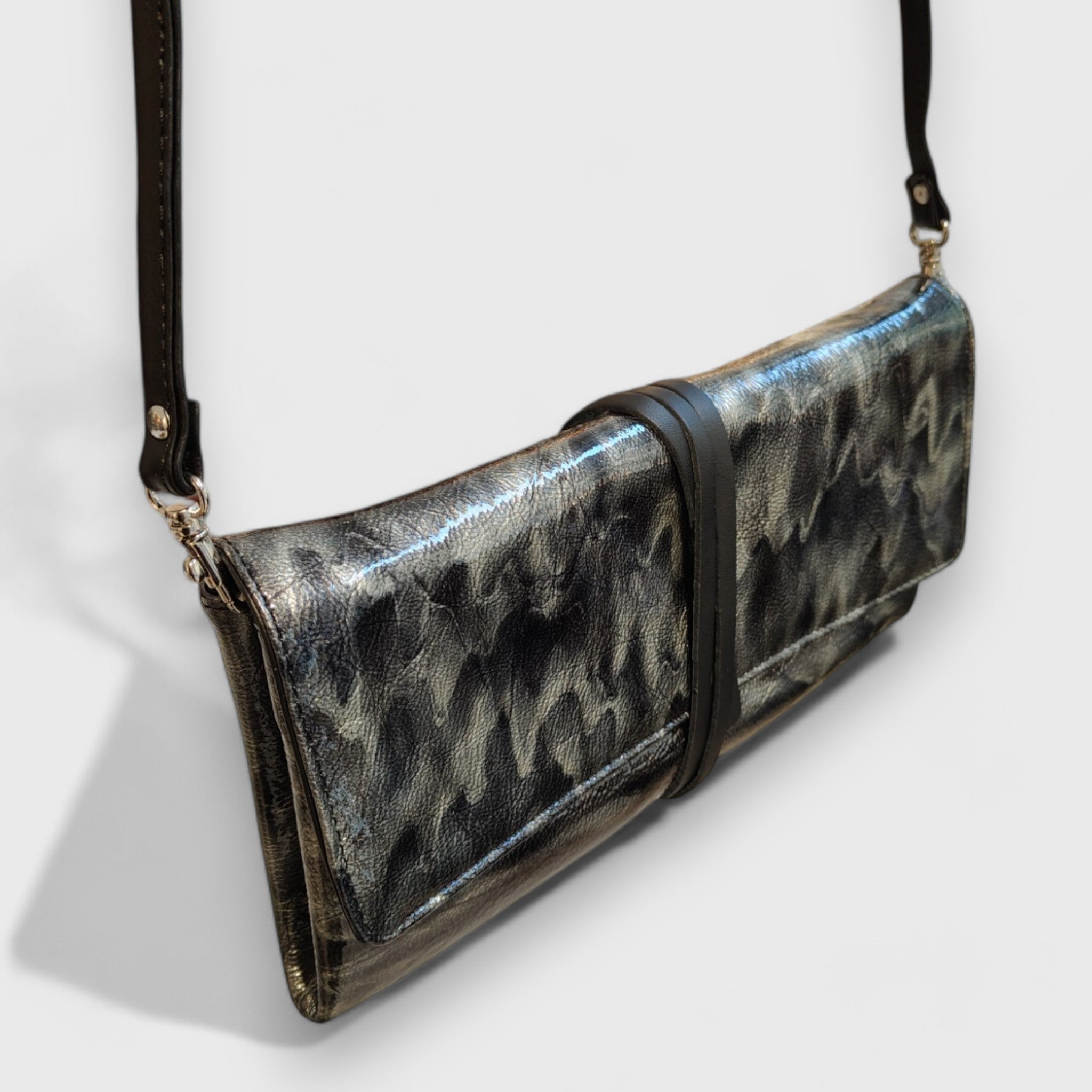 Pelletteria Pelle Nuda Milano, Artigianato Italiano, vera pelle, borsa donna, Clutch grigio