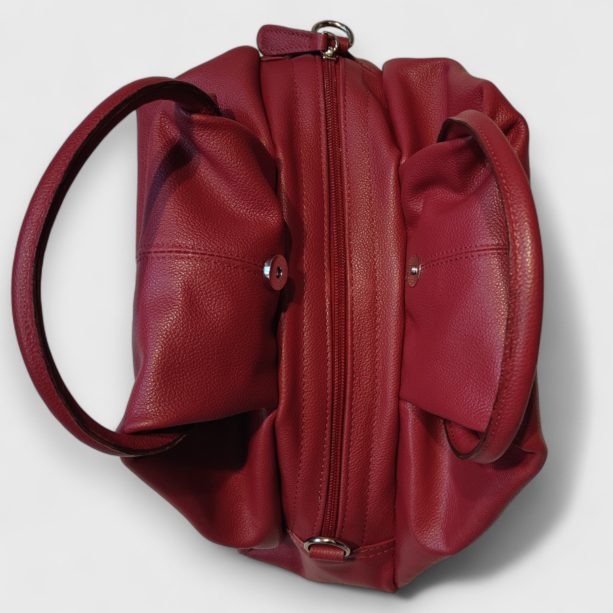 Pelletteria Pelle Nuda Milano, Artigianato Italiano, vera pelle, Negozio borse donna, Frida rosso
