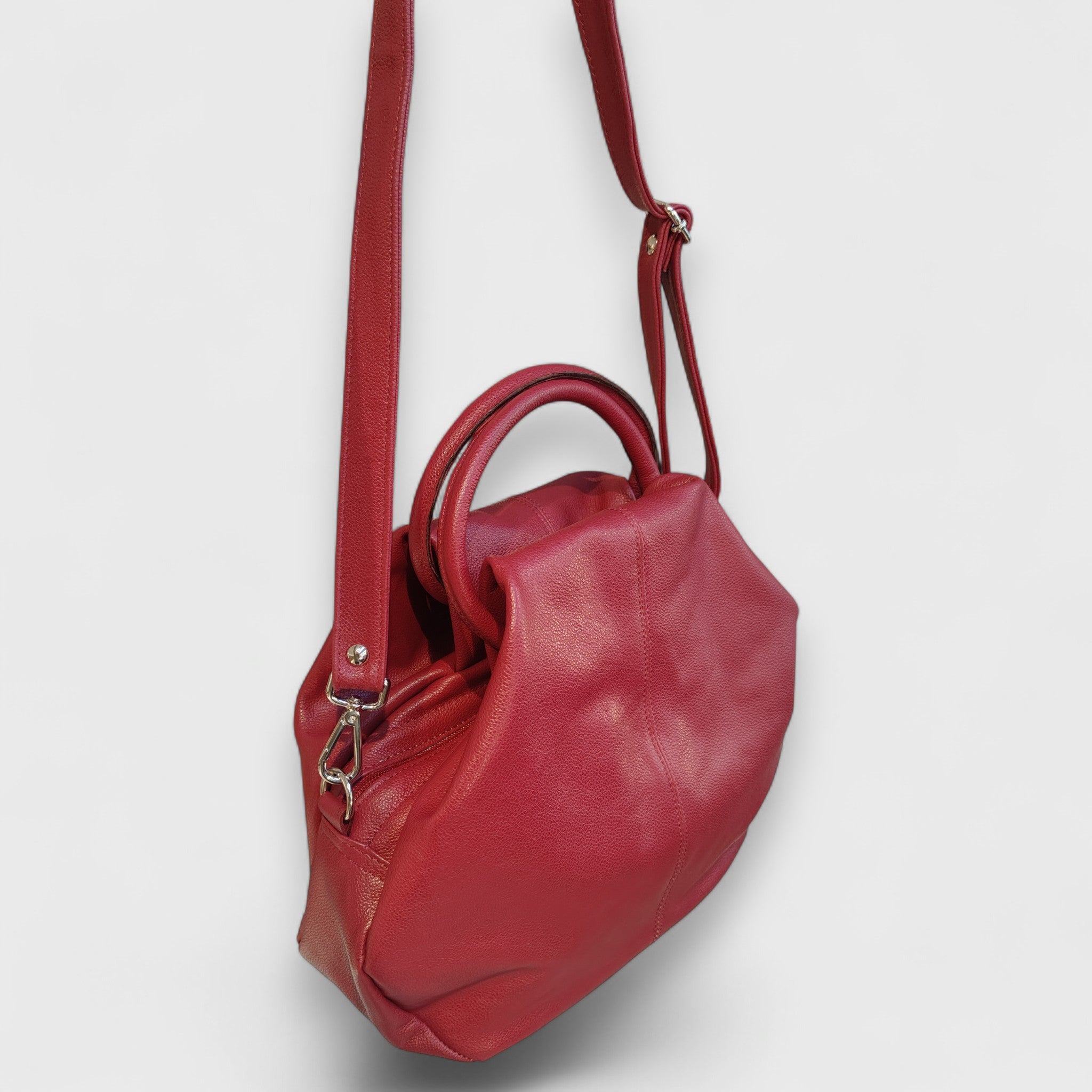 Pelletteria Pelle Nuda Milano, Artigianato Italiano, vera pelle, Negozio borse donna, Frida rosso
