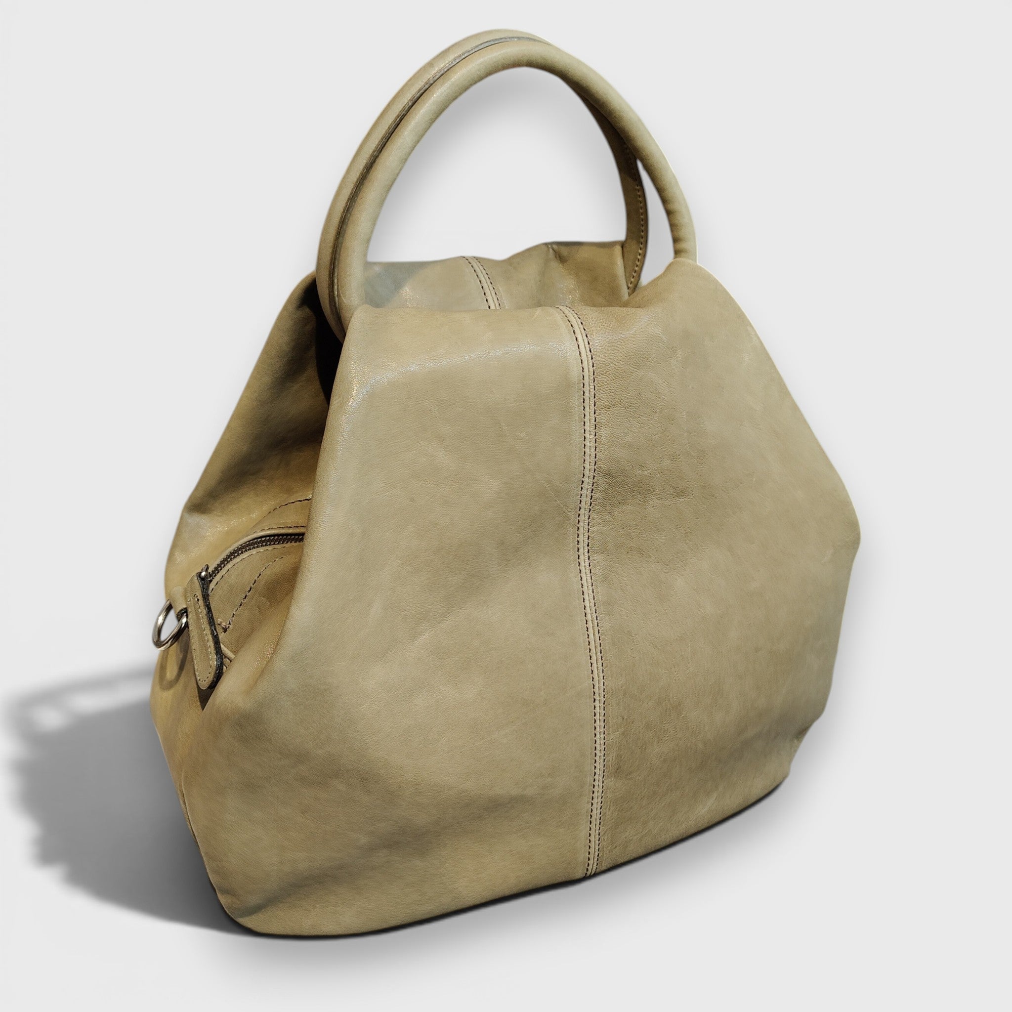 Pelletteria Pelle Nuda Milano, Vera pelle Italiana, Negozio borse donna, Frida verde salvia
