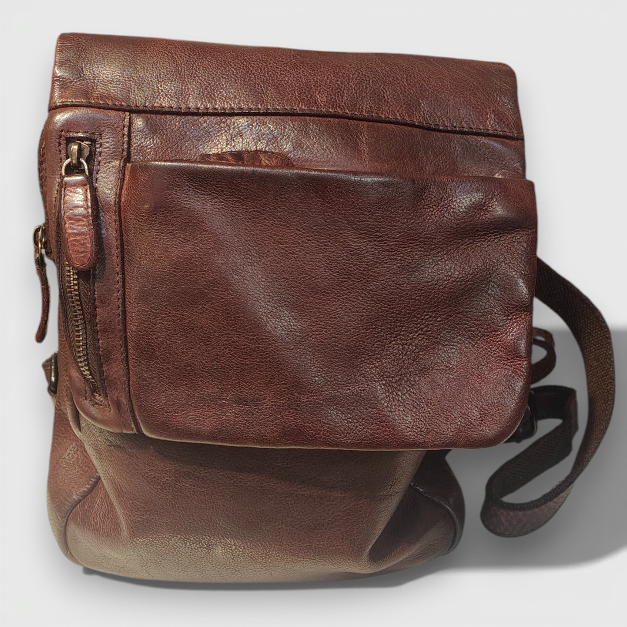 Pelletteria Pelle Nuda Milano, Artigianato Italiano, Vera pelle, Negozio borse donna, Mini zaino marrone