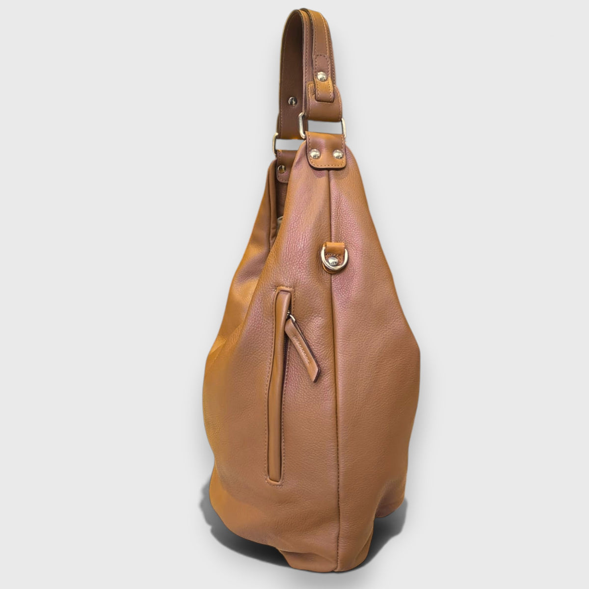 Pelletteria Pelle Nuda Milano, Vera pelle Italiana, Negozio borse donna, Sacca Croce cognac