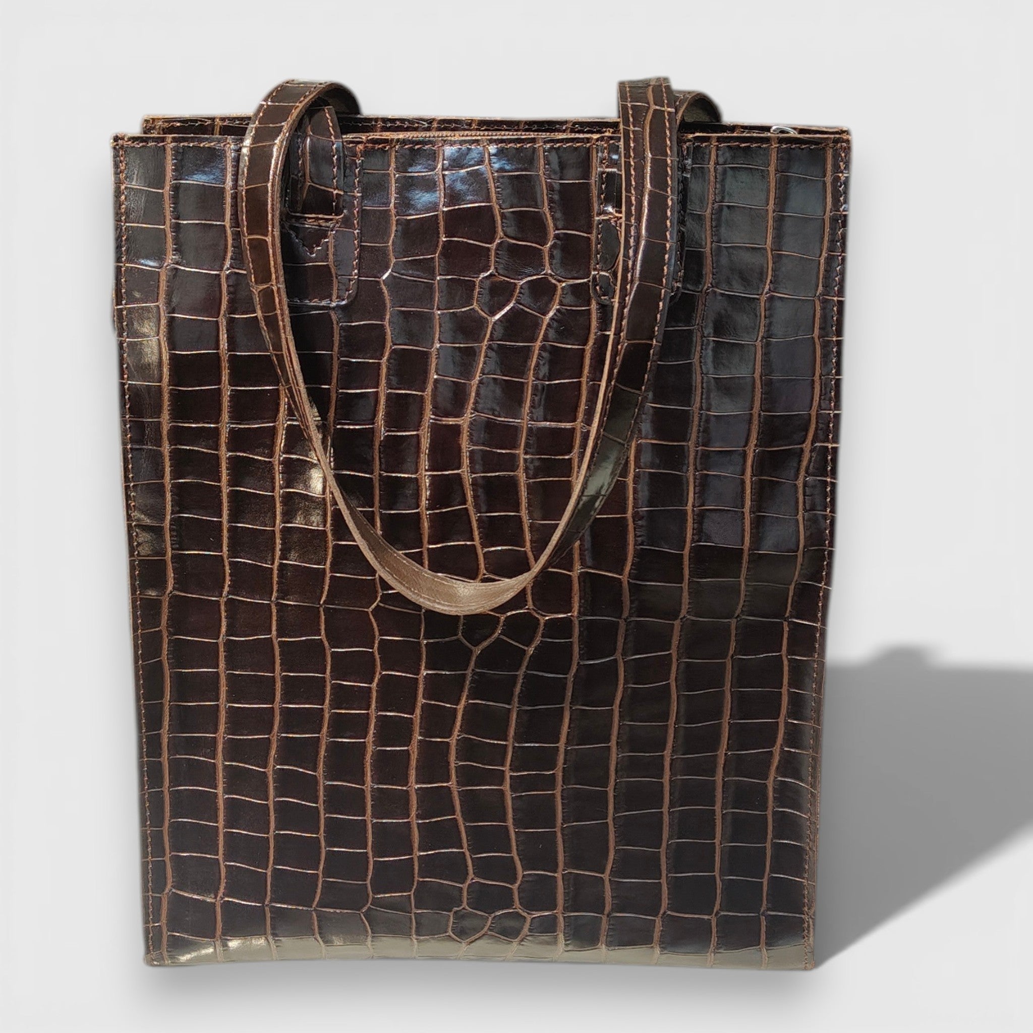 Pelletteria Pelle Nuda Milano, Artigianato Italiano, Vera pelle, Negozio borse donna, Simona marrone cocco