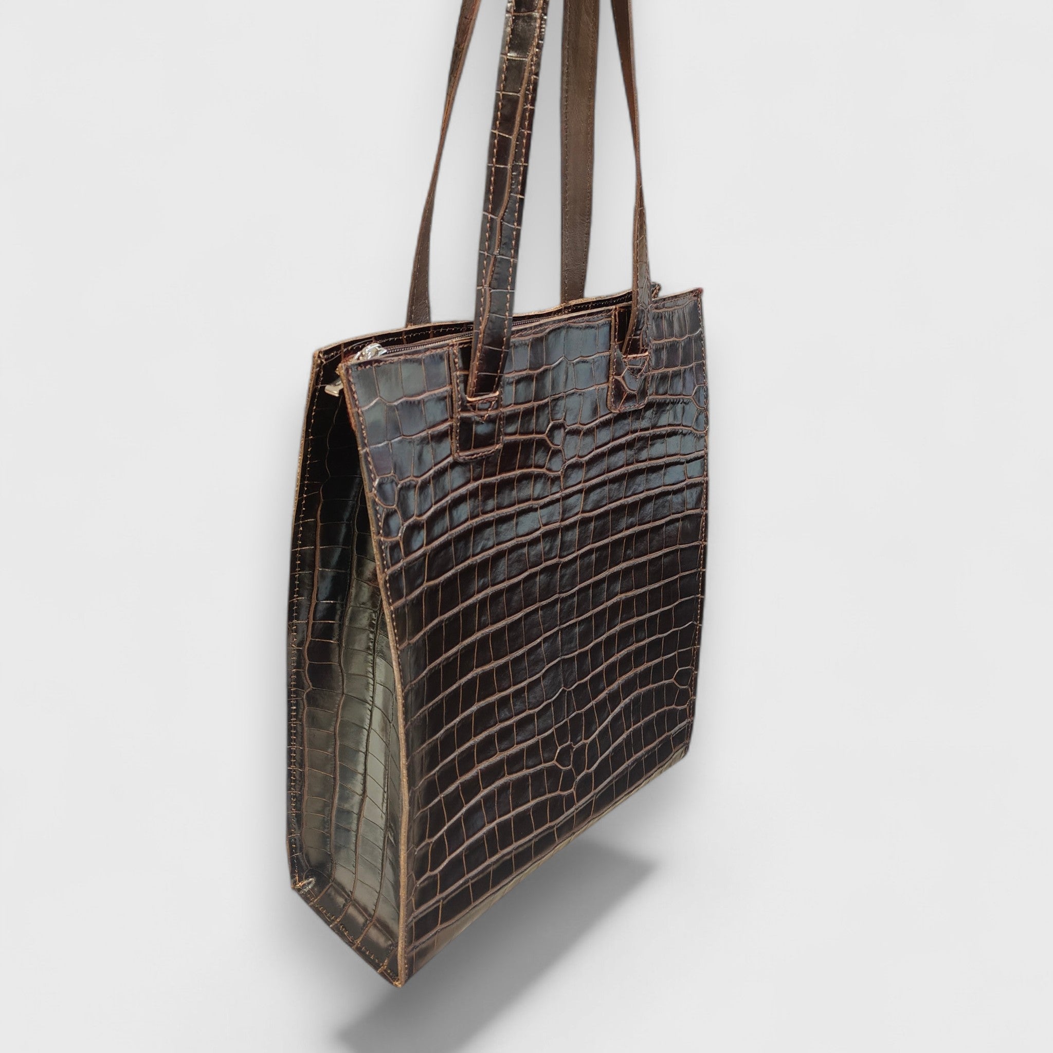 Pelletteria Pelle Nuda Milano, Artigianato Italiano, Vera pelle, Negozio borse donna, Simona marrone cocco