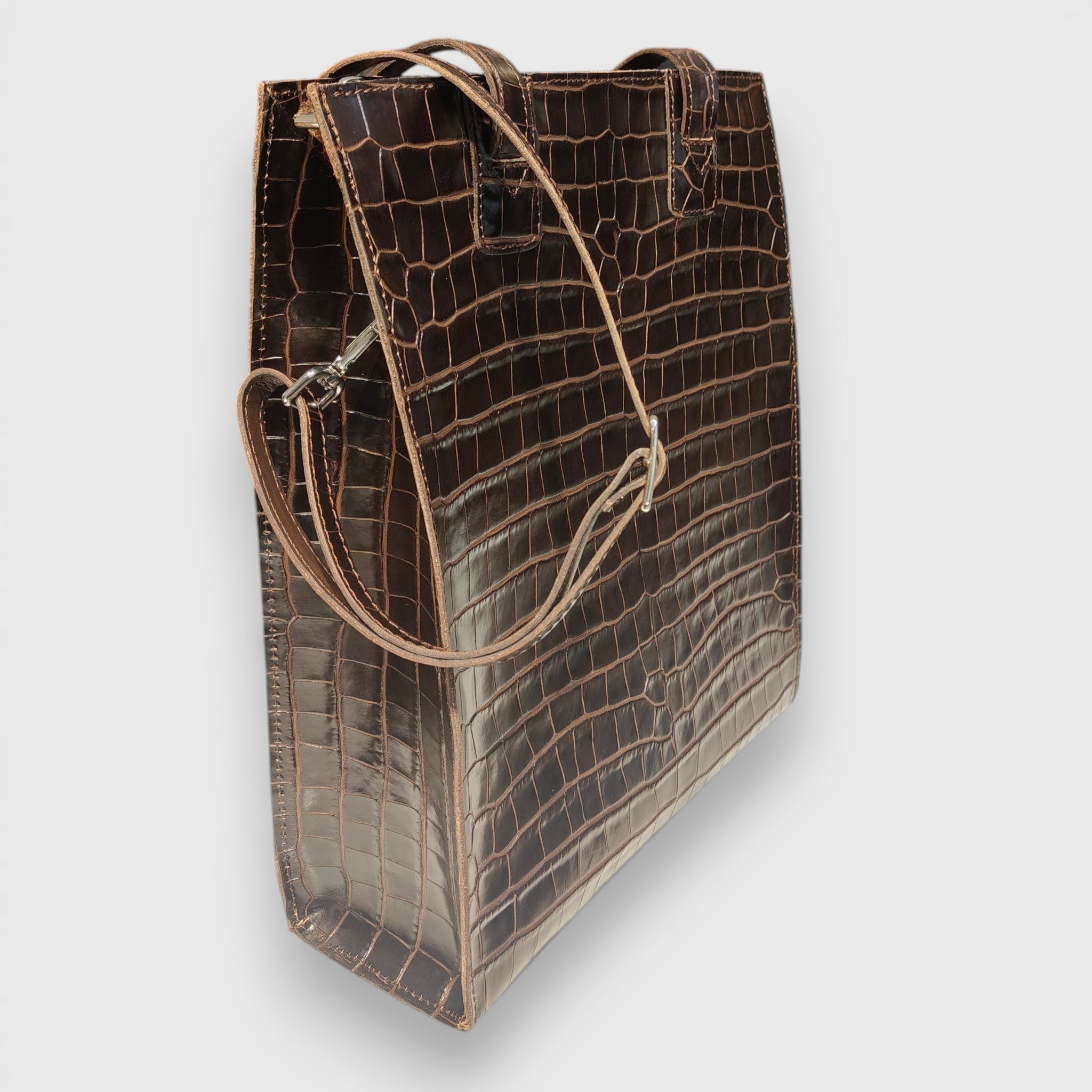 Pelletteria Pelle Nuda Milano, Artigianato Italiano, Vera pelle, Negozio borse donna, Simona marrone cocco