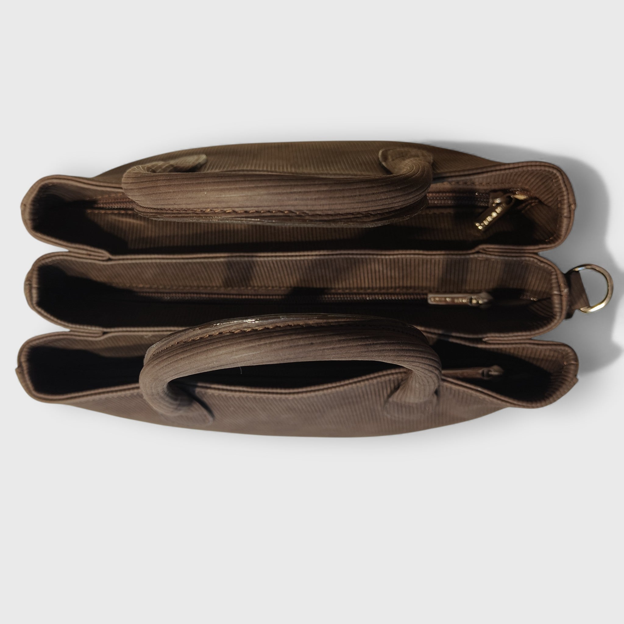 Pelletteria Pelle Nuda Milano, Artigianato Italiano, Vera pelle, Negozio borse donna, Tre zip marrone nabuk