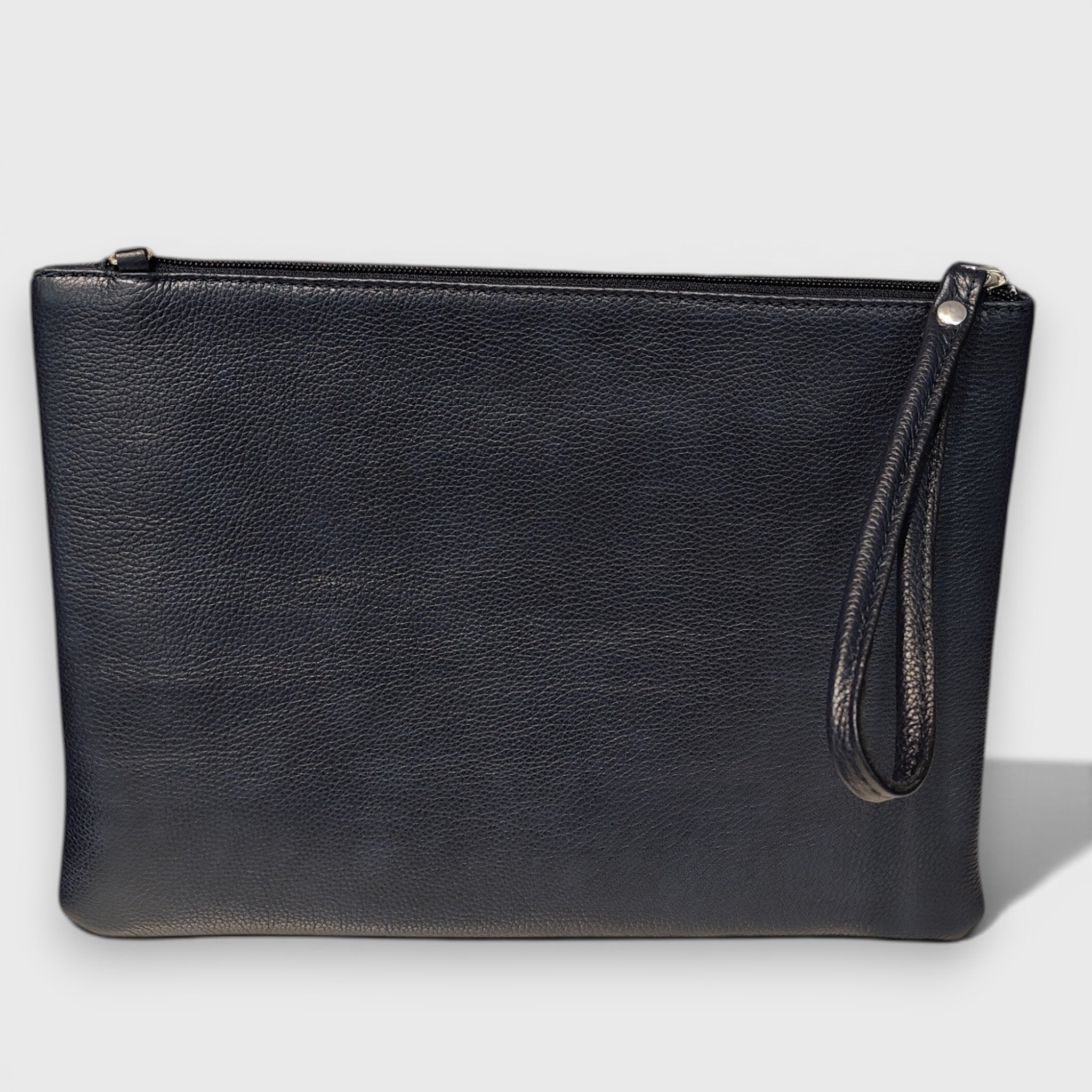Pelletteria Pelle Nuda Milano, Vera pelle Italiana, Negozio borse donna, Trousse Clara blu