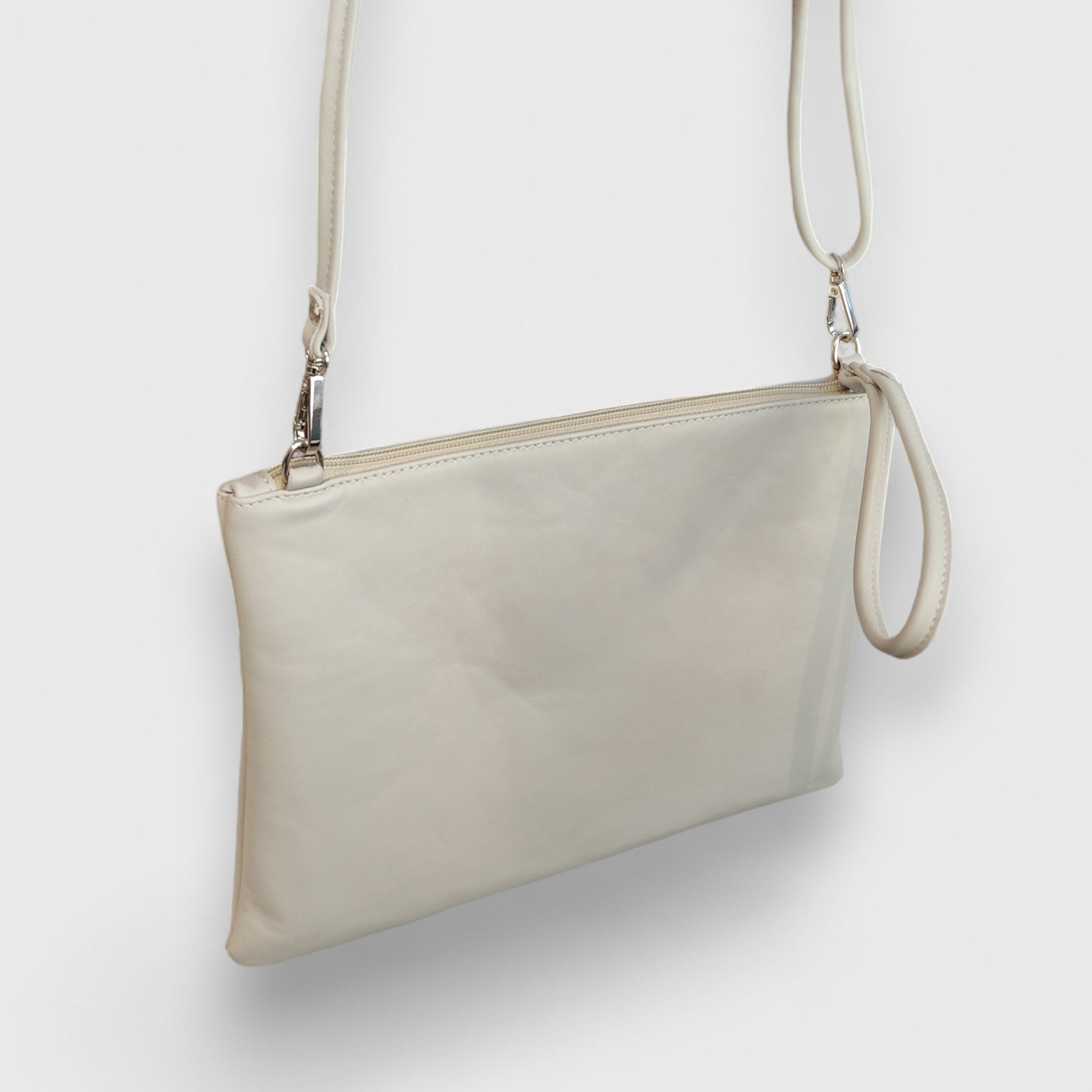 Pelletteria Pelle Nuda Milano, Vera pelle Italiana, Negozio borse donna, Trousse Clara grigio