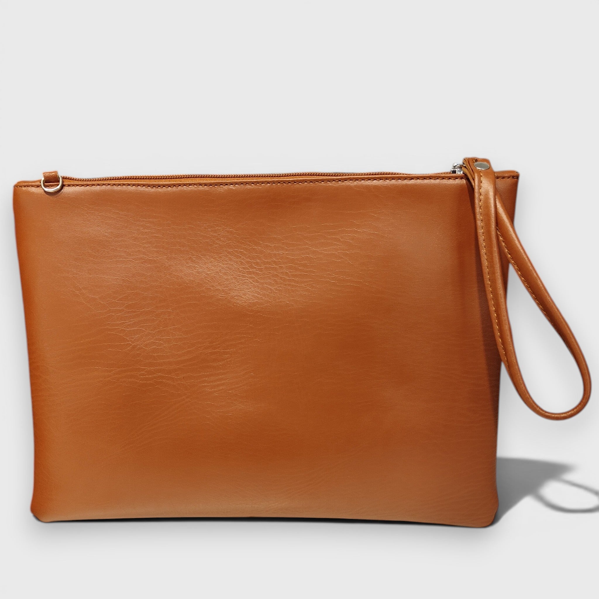 Pelletteria Pelle Nuda Milano, Vera pelle italiana, Negozio borse donna, Trousse Clara marrone