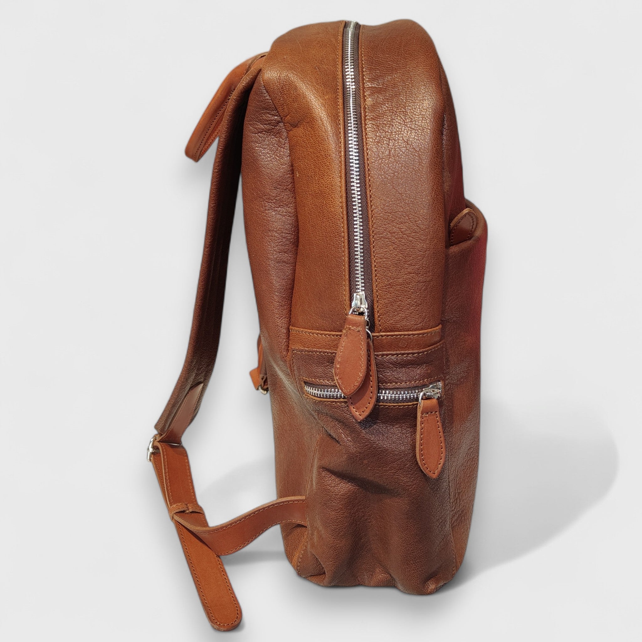 Pelletteria Pelle Nuda Milano, artigianato Italiano, zaino Uomo, vera pelle, Venty marrone