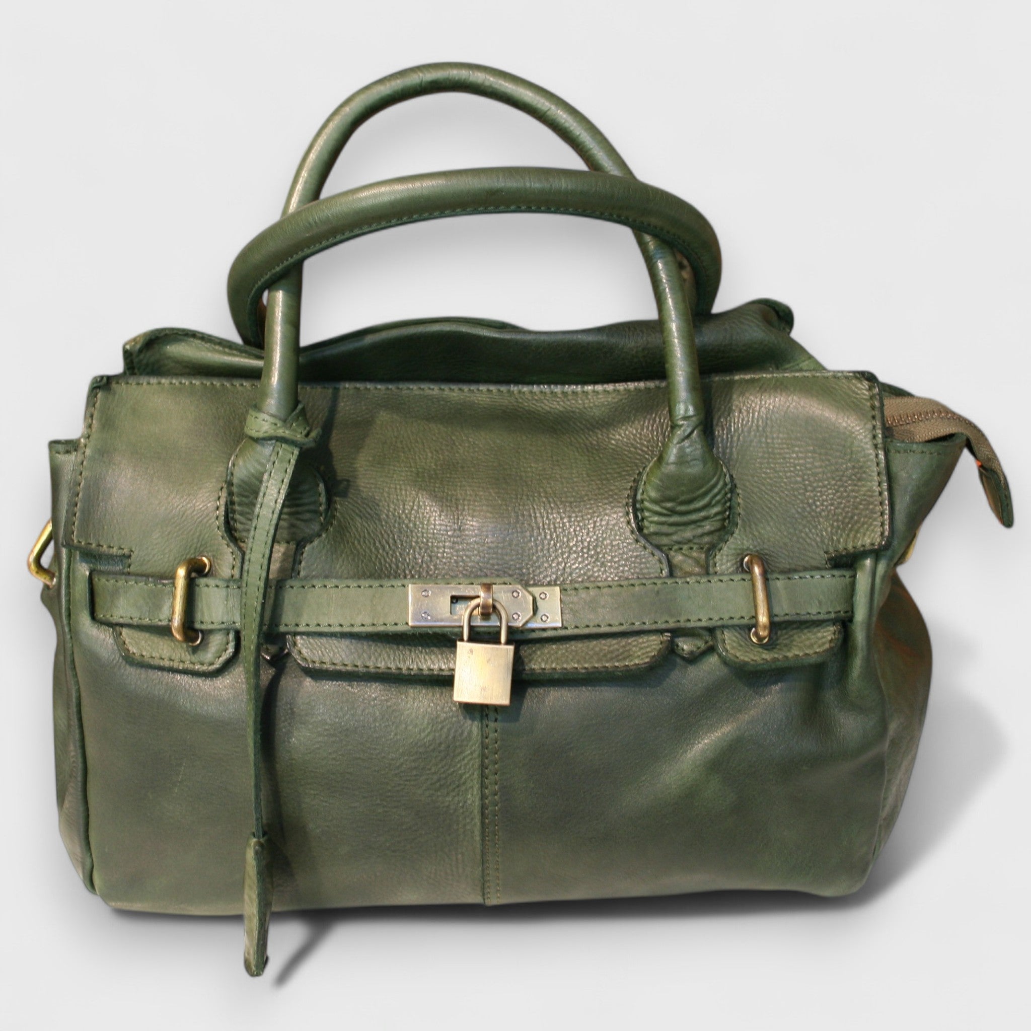 Pelletteria Pelle Nuda Milano, Artigianato Italiano, Vera pelle, Negozio borse donna, Vip Mini cuoio lavato verde