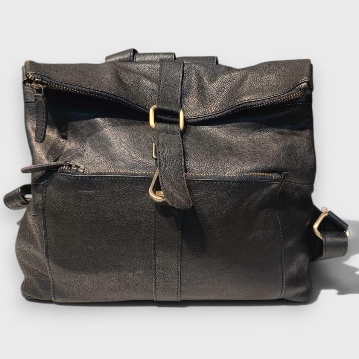 Pelletteria Pelle Nuda Milano, Vera pelle Italiana, Negozio borse donna, Zaino Allen nero