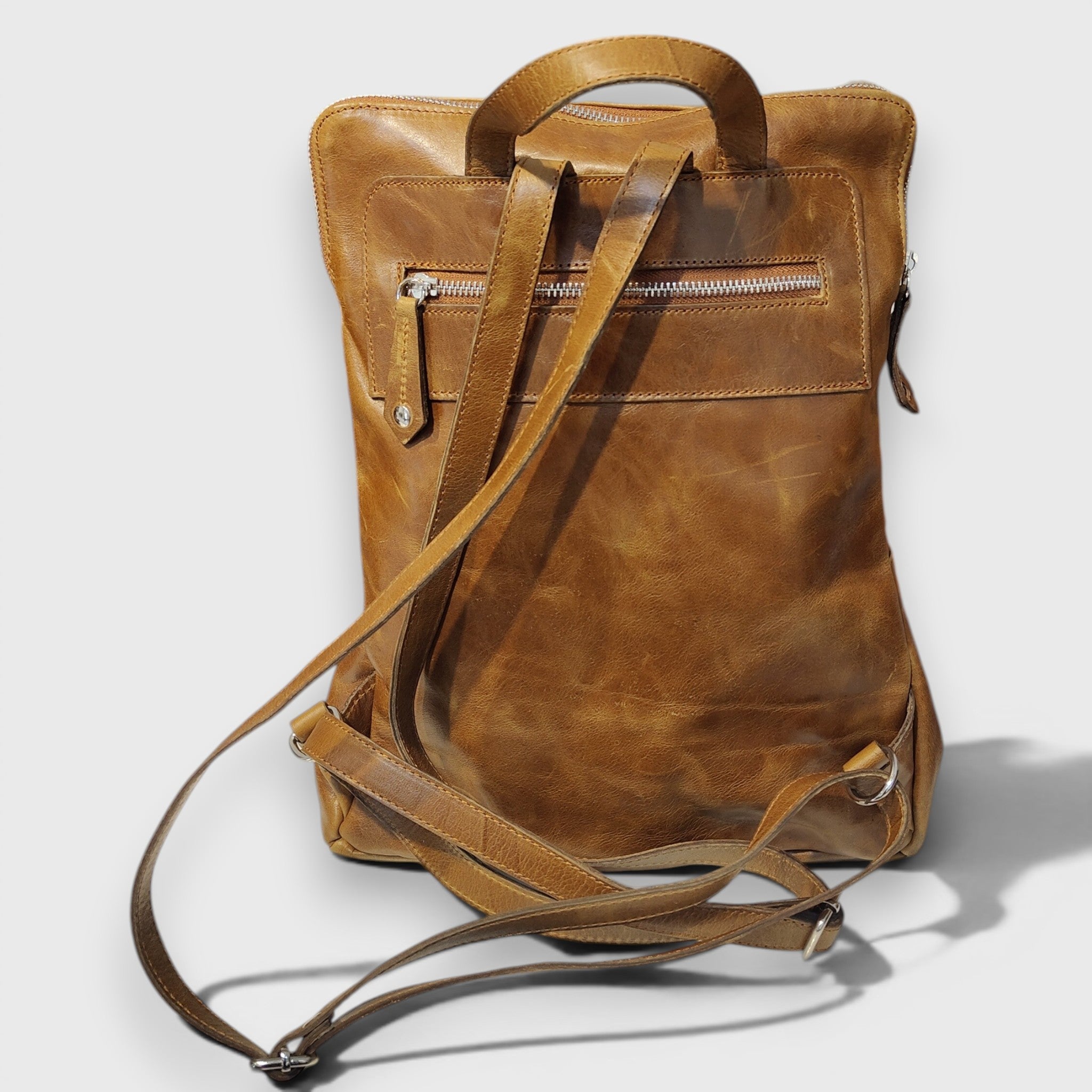 Pelletteria Pelle Nuda Milano, Vera pelle italiana, Negozio borse donna, Zaino Genova marrone