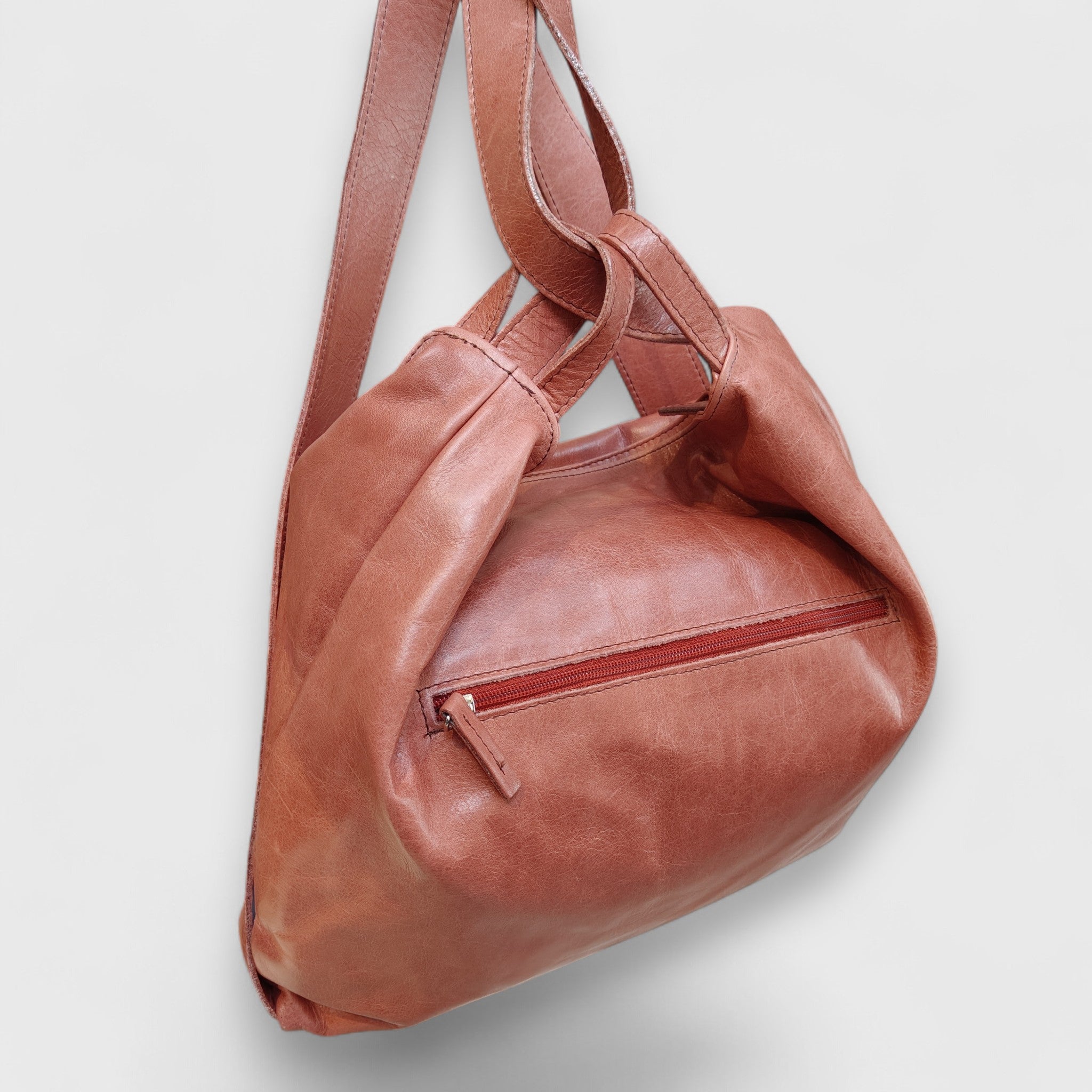Pelletteria Pelle Nuda Milano, Artigianato Italiano, Vera pelle, Negozio Borse donna, Zaino Roma marrone rosato