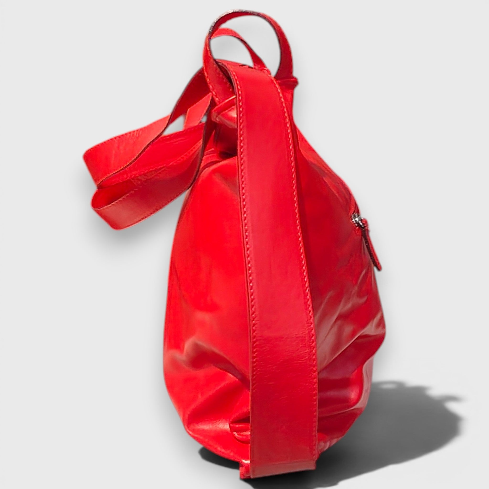 Pelletteria Pelle Nuda Milano, Vera pelle italiana, Negozio borse donna, Zaino Roma rosso
