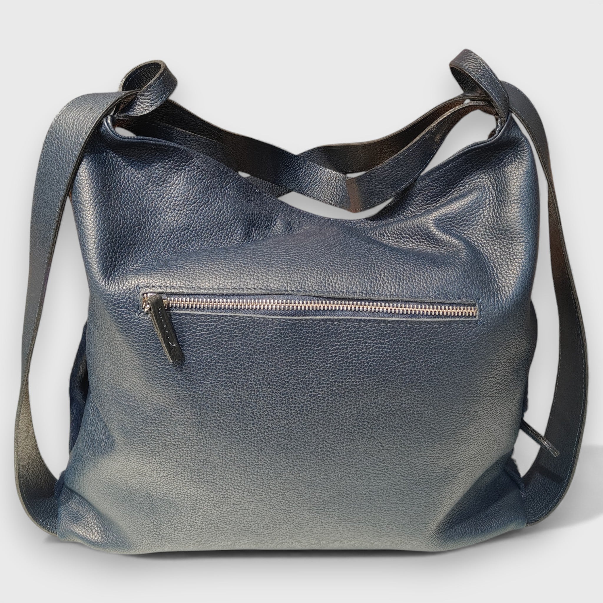 Pelletteria Pelle Nuda Milano, Artigianato italiano, Vera pelle, Negozio borse donna, Zaino Roma cavallino blu