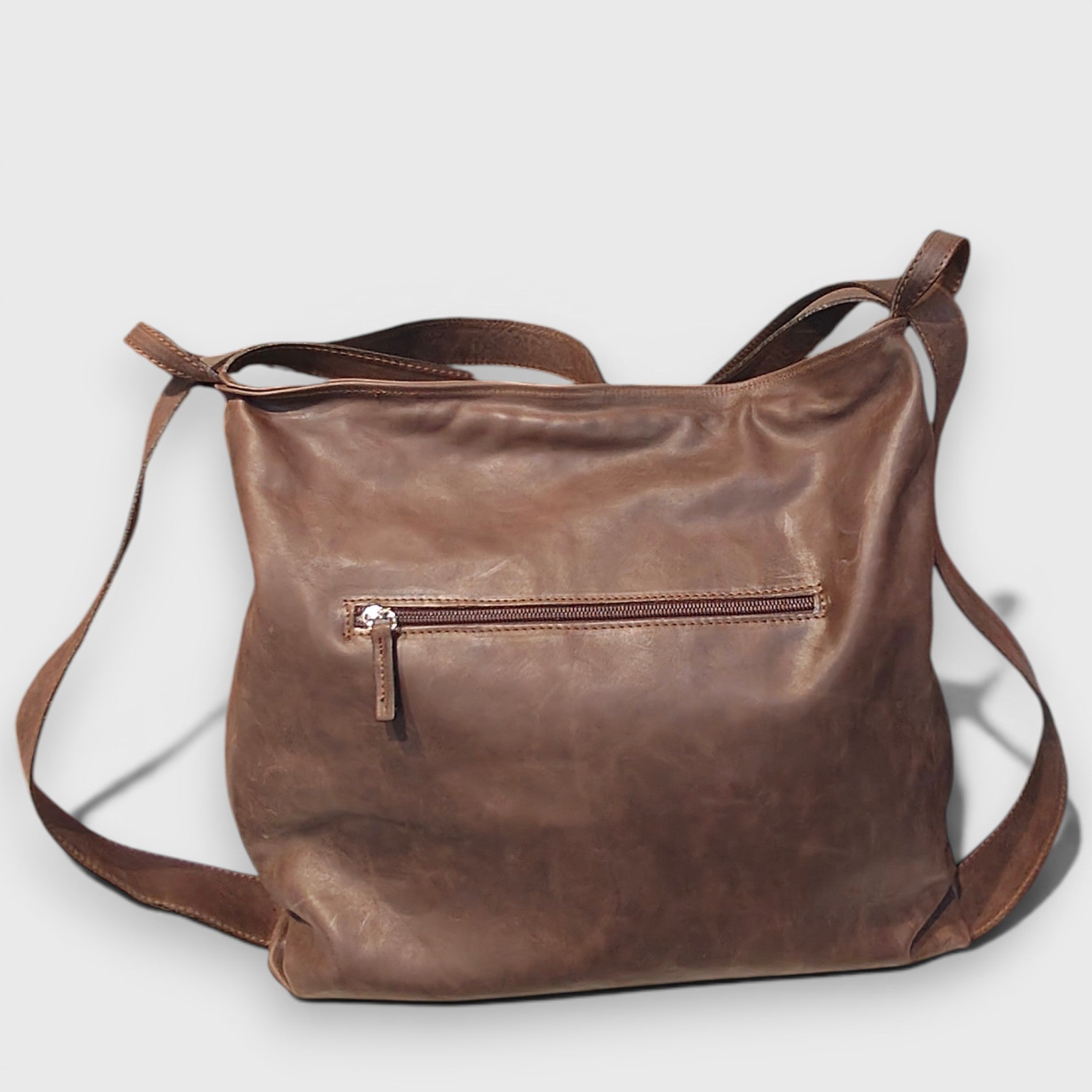 Pelletteria Pelle Nuda Milano, Vera pelle italiana, Negozio borse donna, Zaino Roma marrone