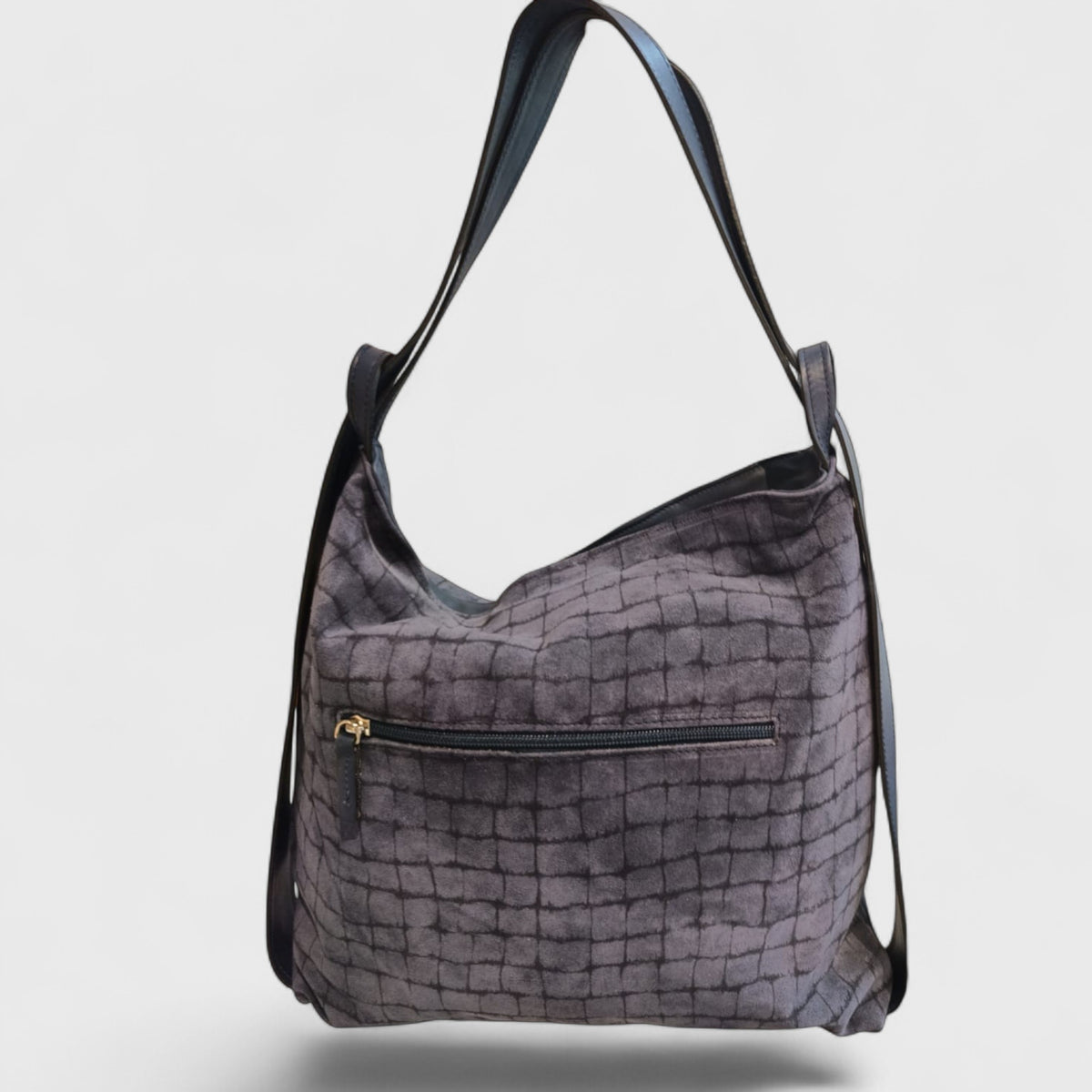 Pelletteria Pelle Nuda Milano, Vera pelle italiana, Negozio borse donna, Zaino Roma blu nabuk