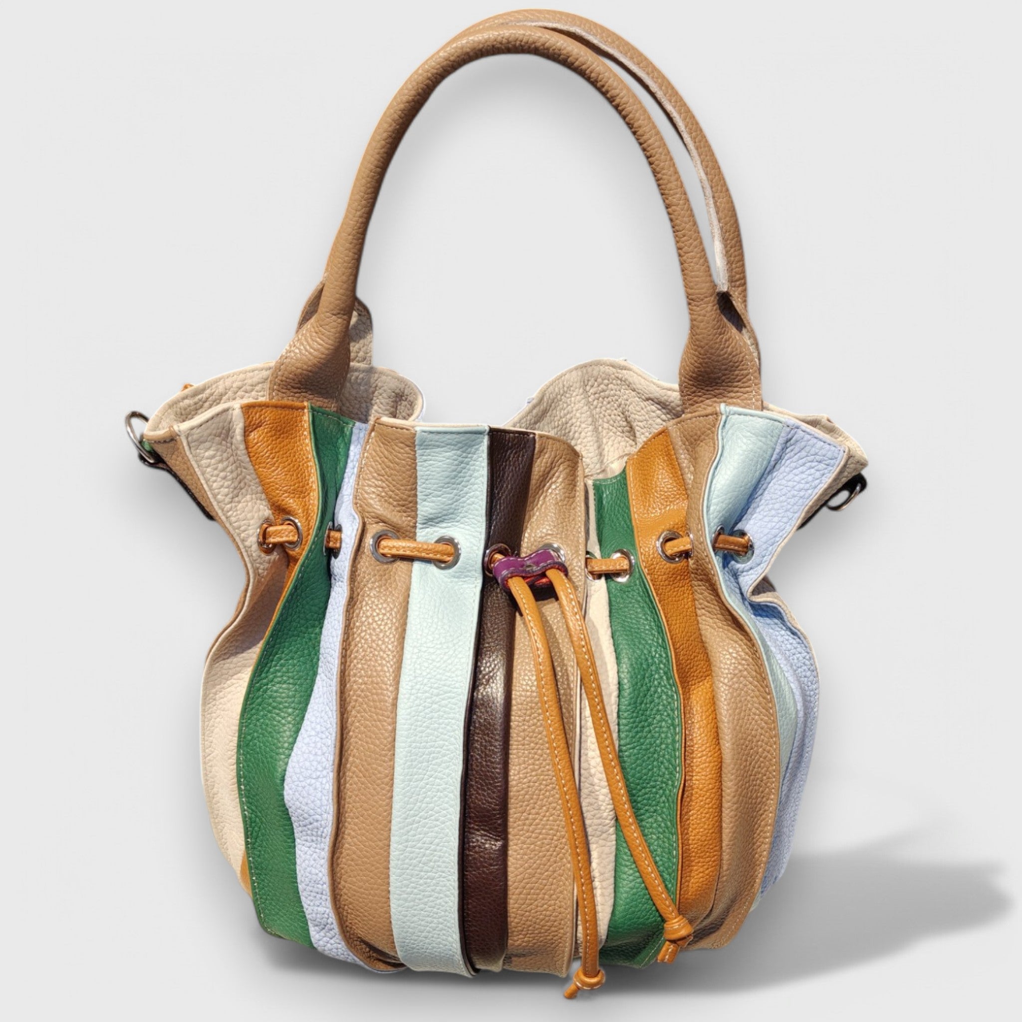 Pelletteria Pelle Nuda Milano, Artigianato Italiano, Negozio borse donna, vera pelle, Caramella multicolore