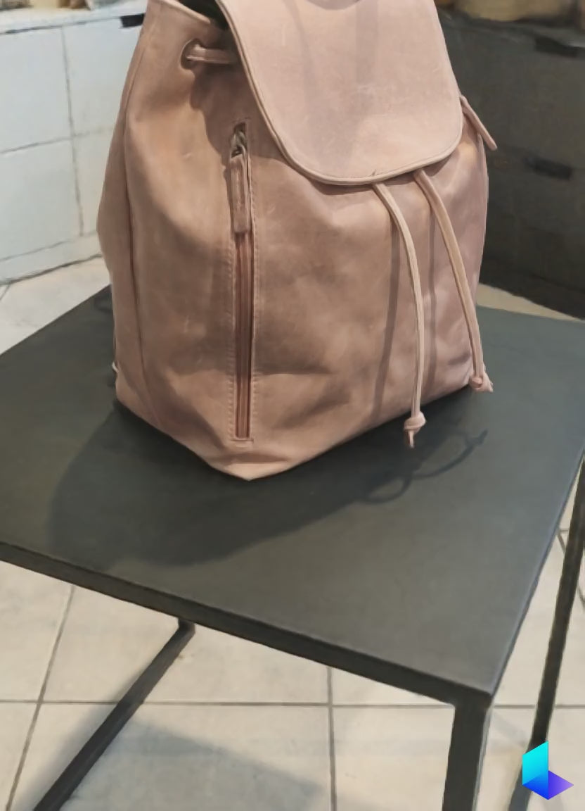 Pelletteria Pelle Nuda Milano, Artigianato italiano, Zaino donna, pelle vera, Borsa donna, Zaino Tappo rosa