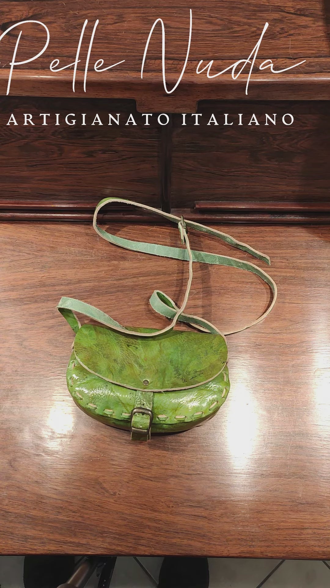 Borsa donna, borsa in pelle, vera pelle, Bomboniera Mini verde, artigianato italiano, Pelletteria Pelle Nuda