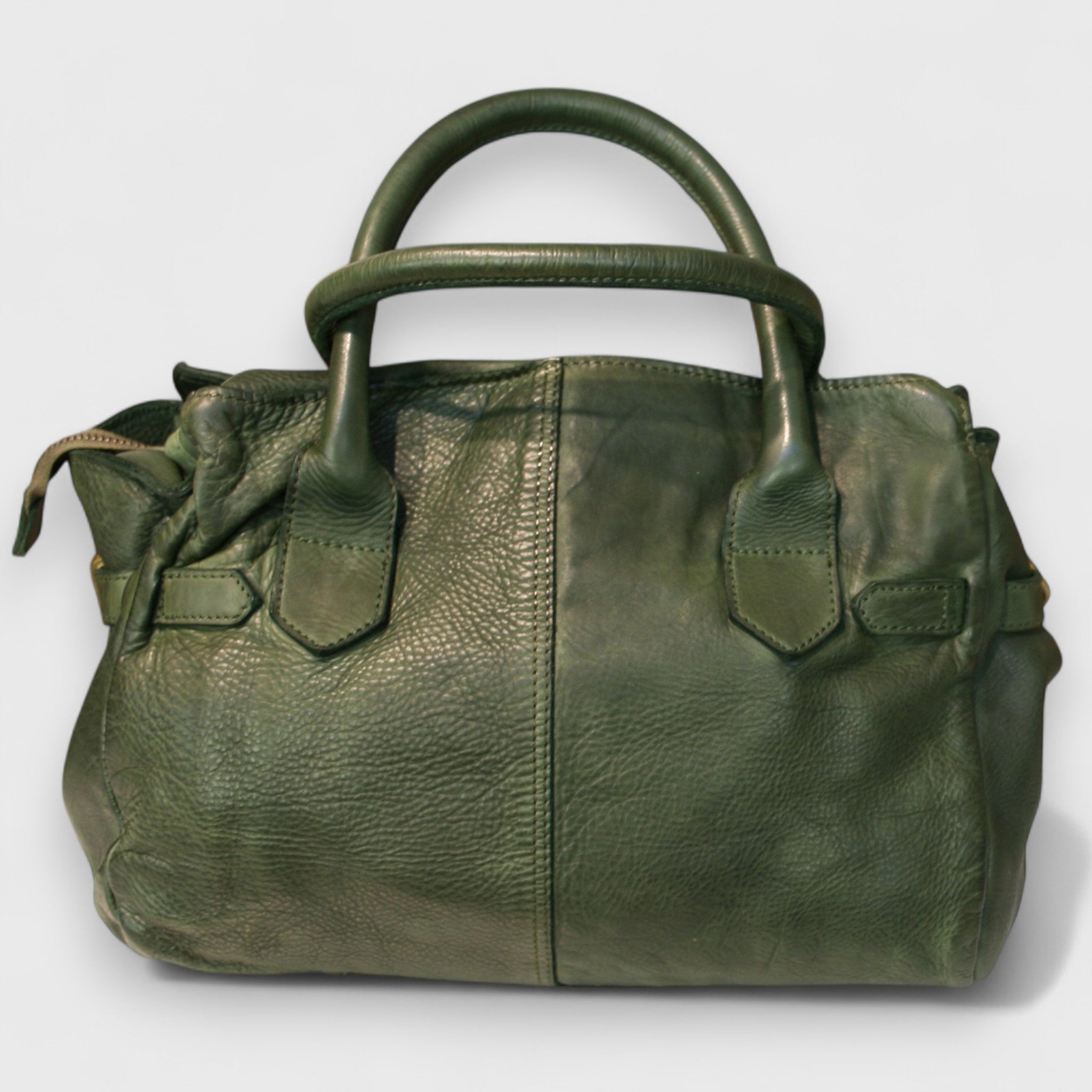 Pelletteria Pelle Nuda Milano, Artigianato Italiano, Vera pelle, Negozio borse donna, Vip mini cuoio lavato verde