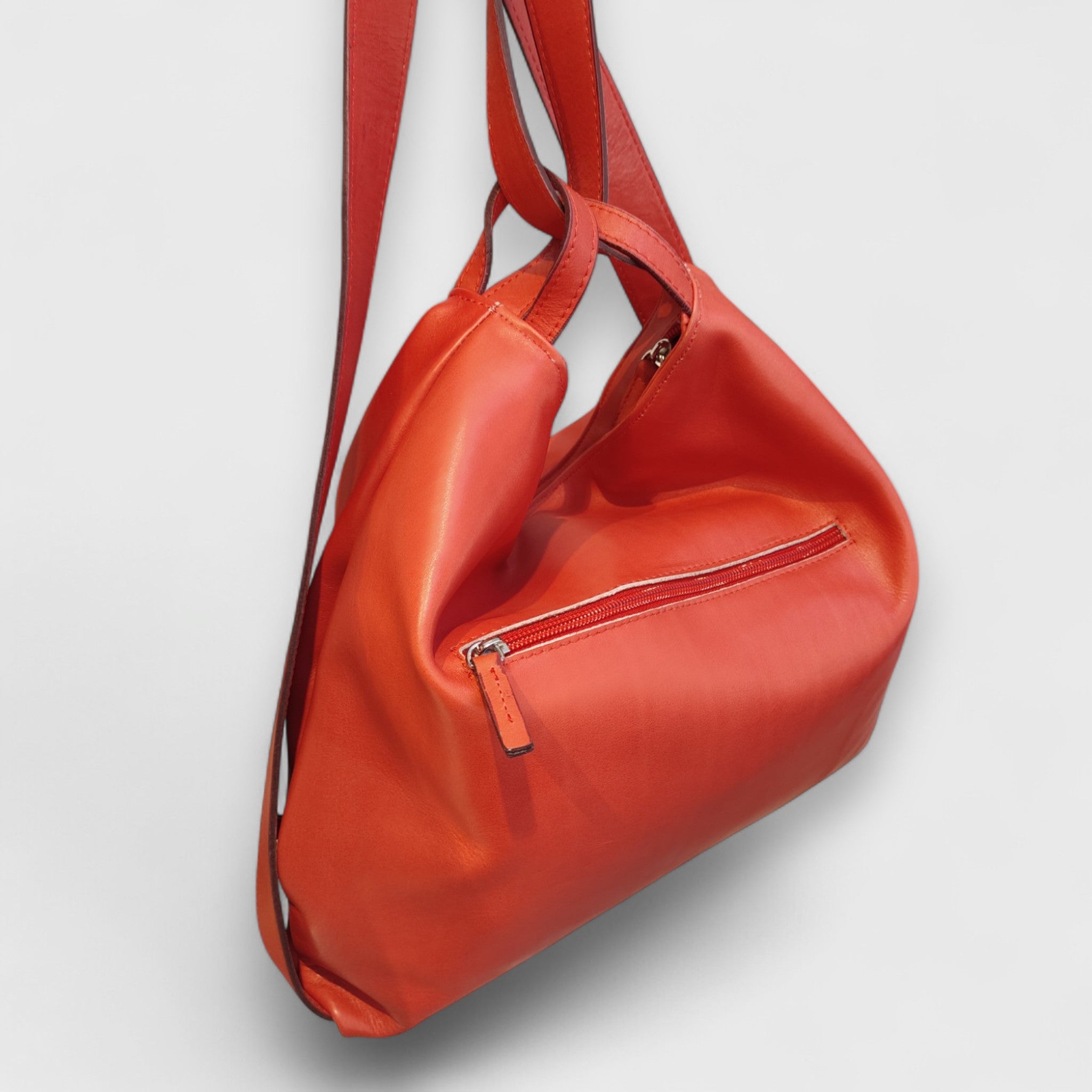 borse in pelle leather backpack BACKPACK ROMA red coral women's bag in genuine leather